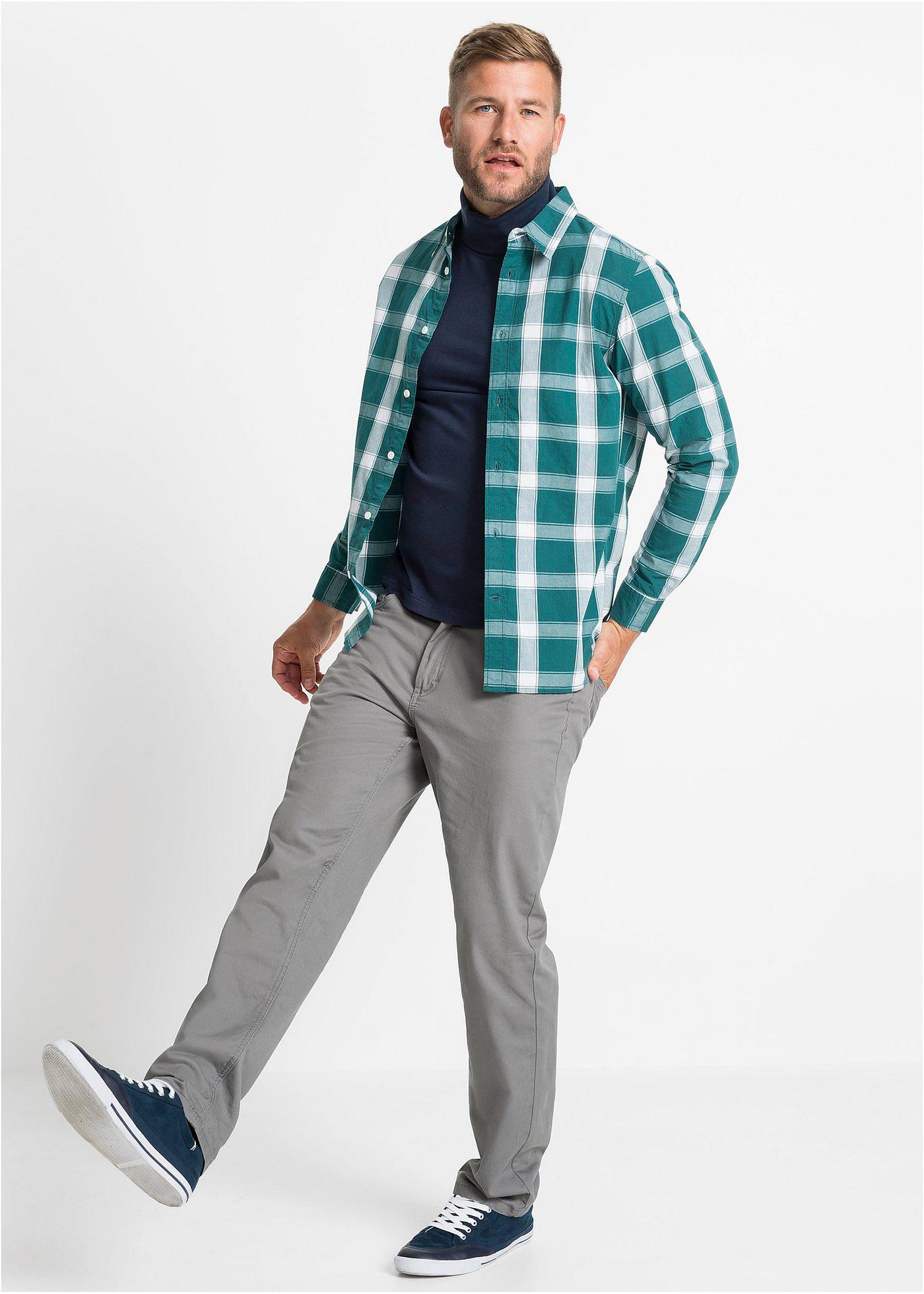 Shirt z długim rękawem i golfem, z czystej bawełny - Bonprix