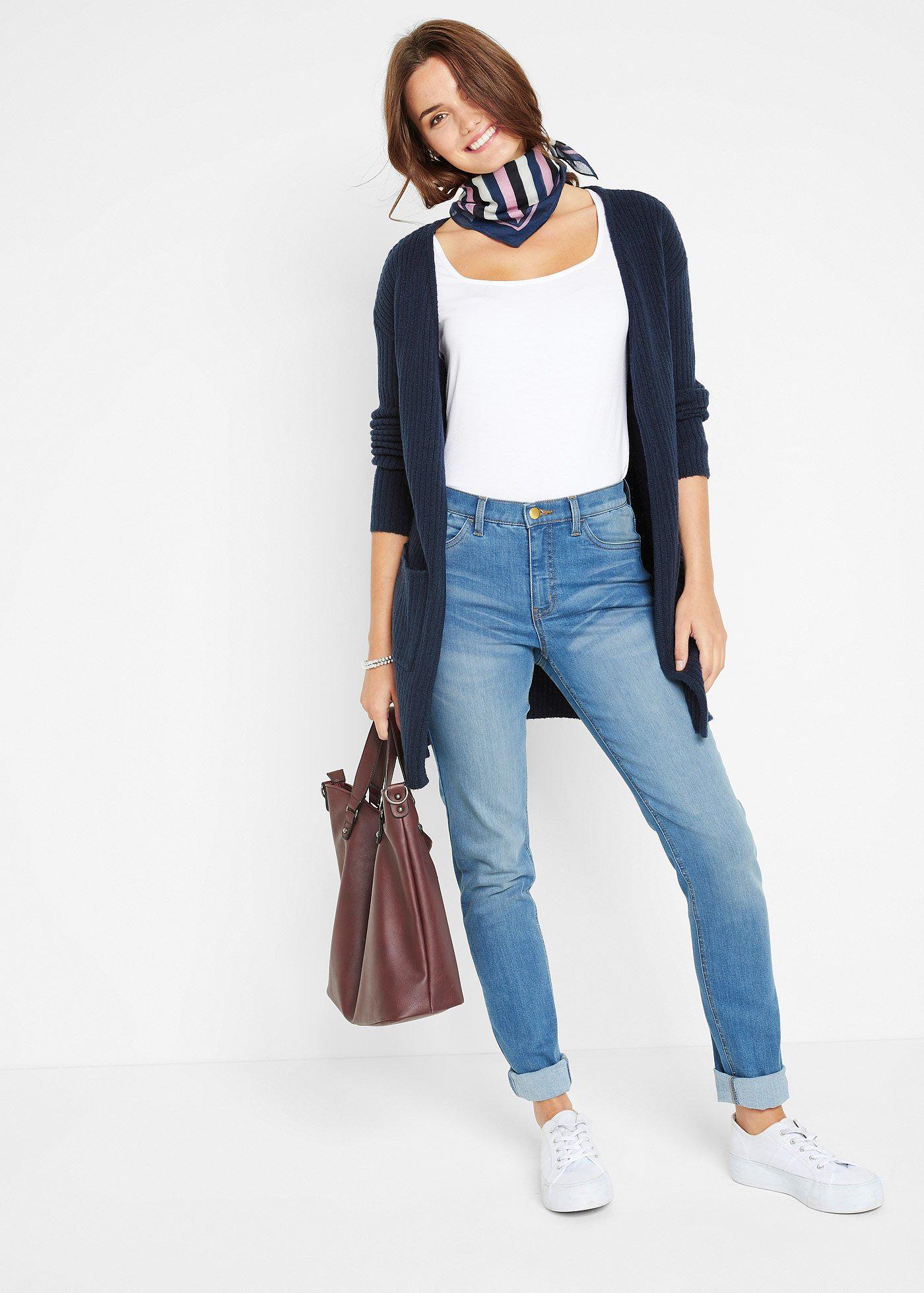 Długi kardigan w szeroki prążek - Bonprix