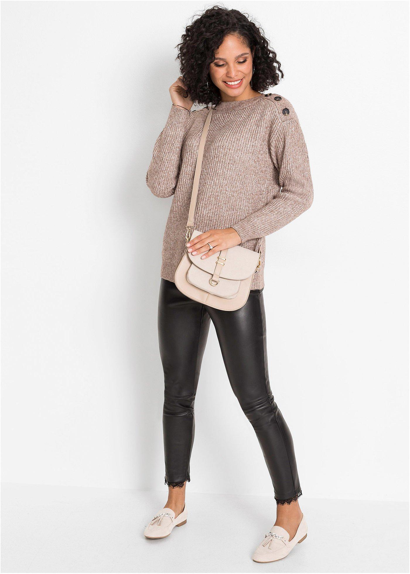 Sweter oversize z guzikami - Bonprix