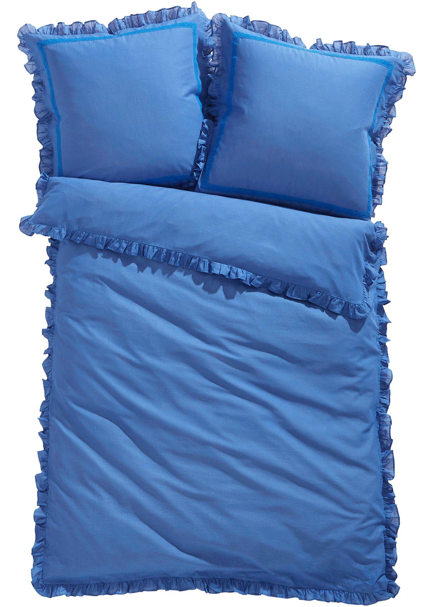 Bettwäsche im RomantikLook blau, BaumwollSatin