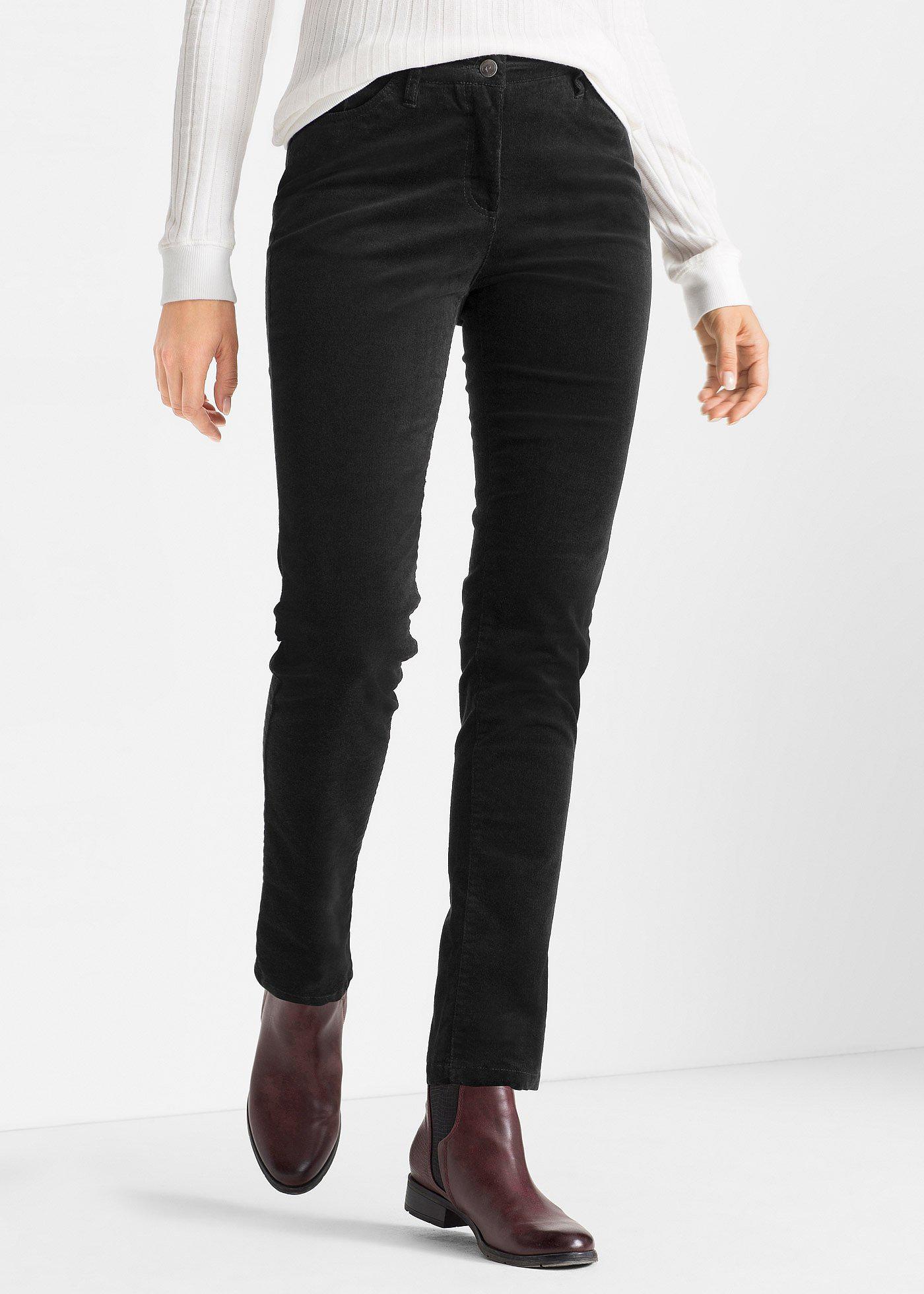 Spodnie sztruksowe ze stretchem o kroju slim fit - Bonprix