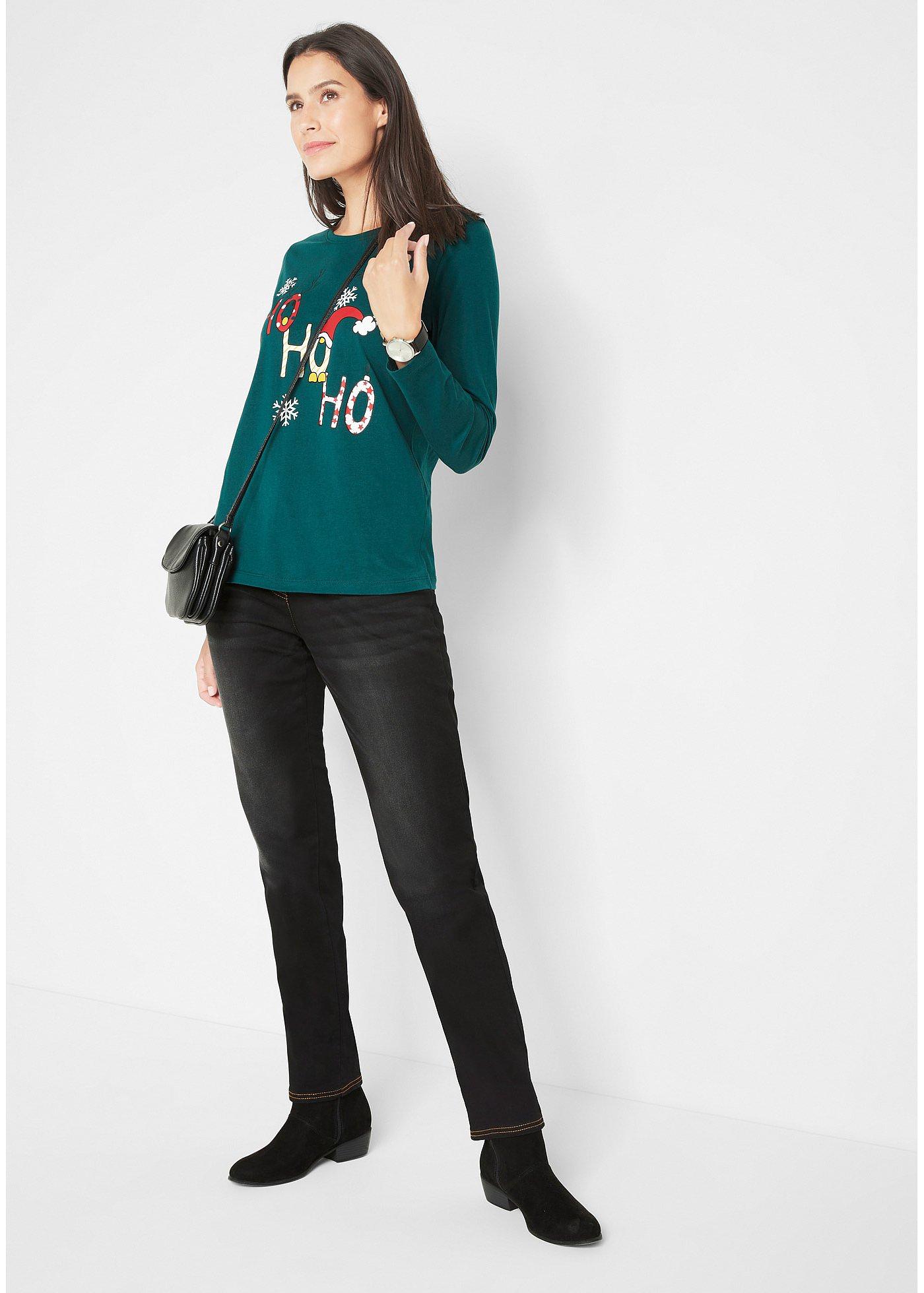 Dżinsy ocieplane, straight, z efektem push up i wygodnym pasem w talii - Bonprix