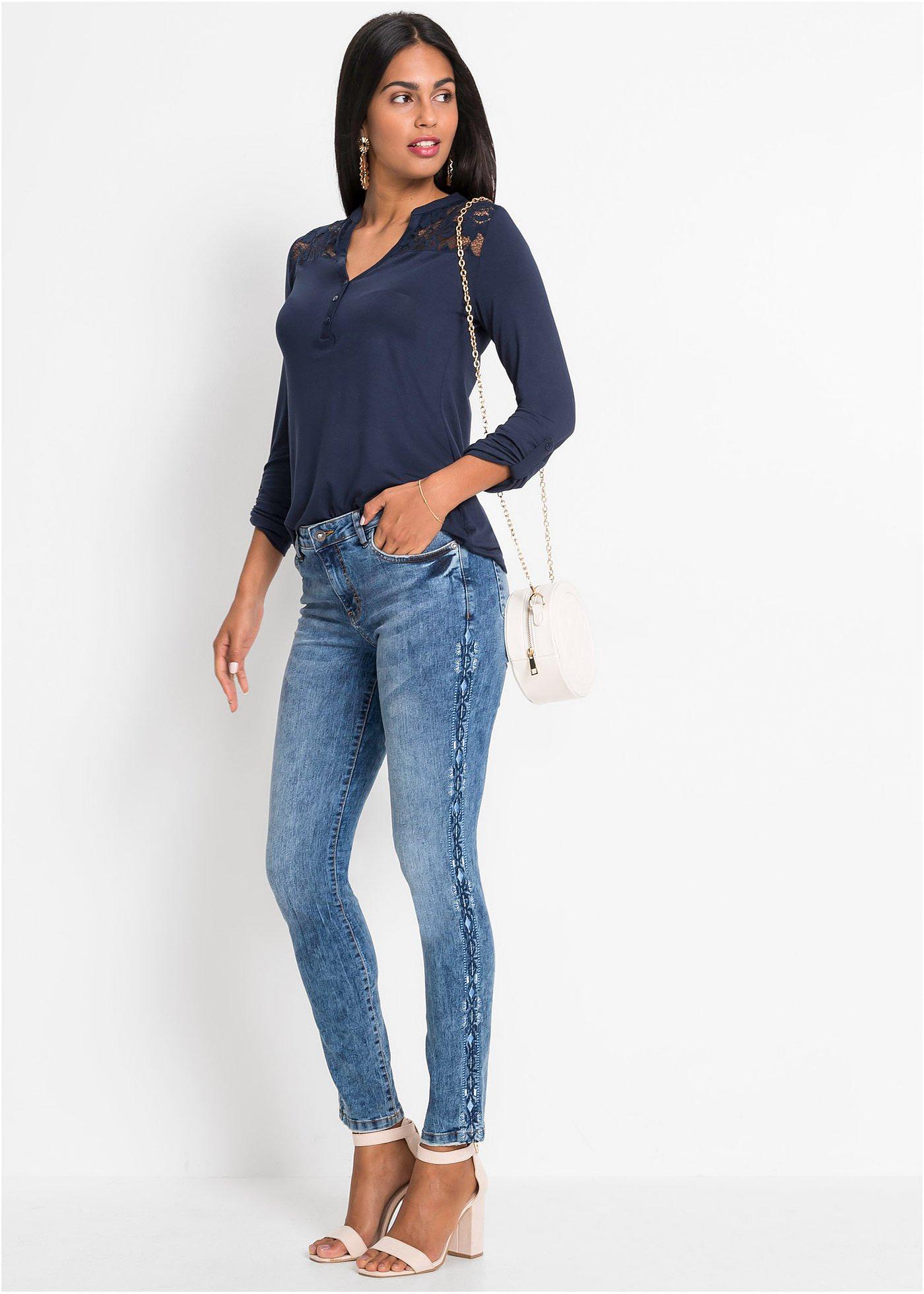 Dżinsy SKINNY ze stretchem, mid waist - Bonprix