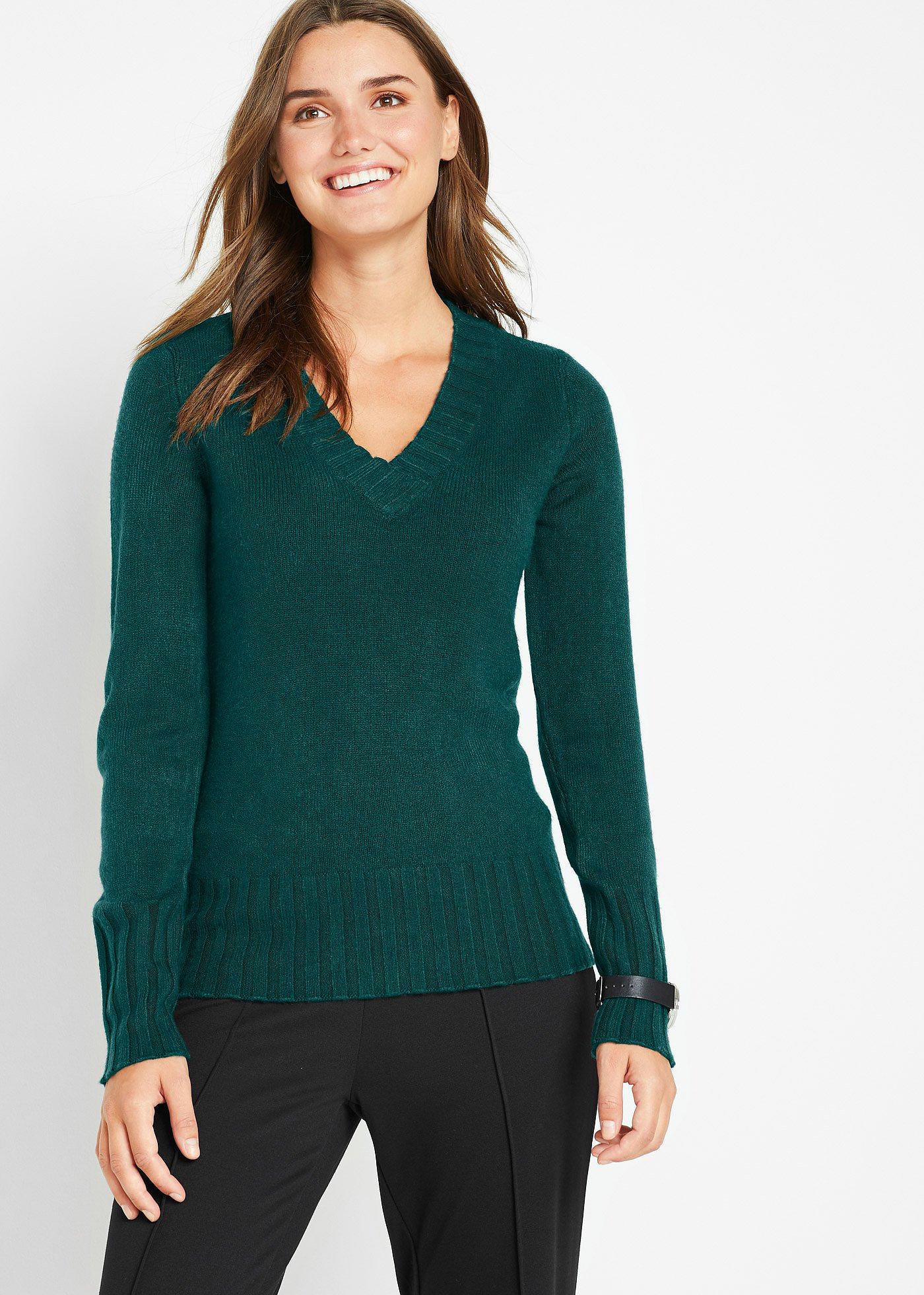 Sweter z dekoltem w serek - Bonprix