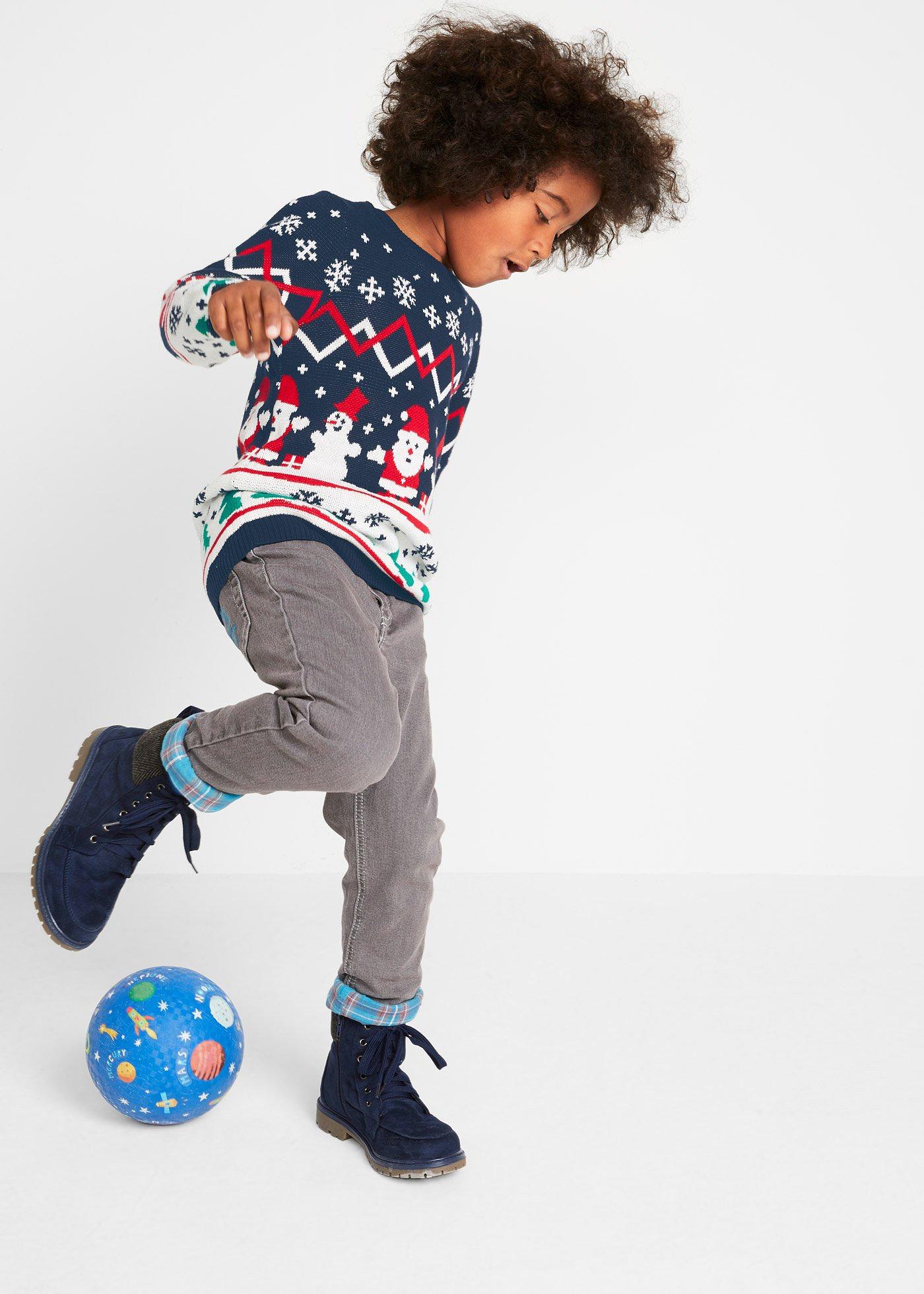 Sweter dziecięcy bożonarodzeniowy z bawełny - Bonprix