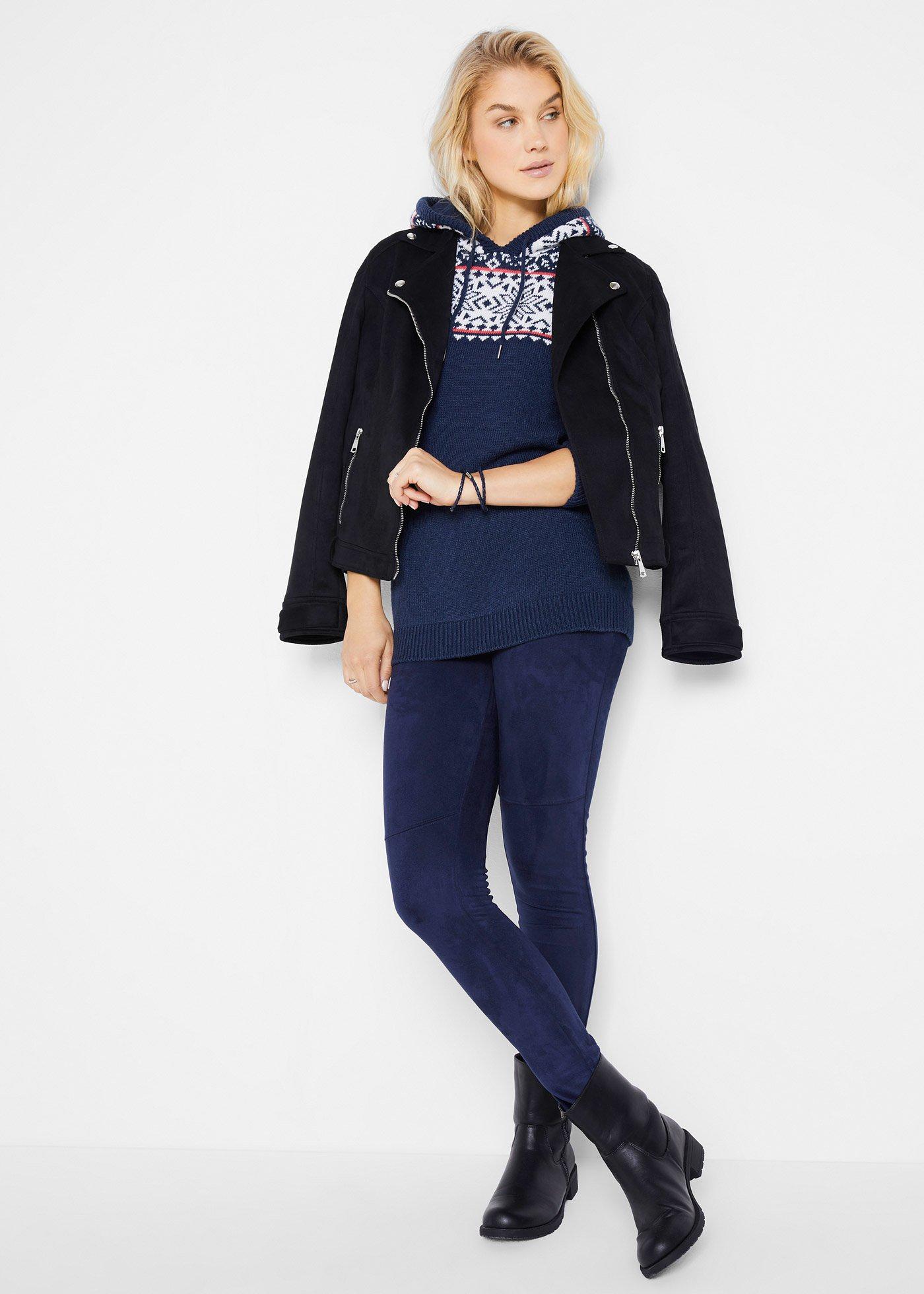 Sweter ze wzorem norweskim z kapturem - Bonprix