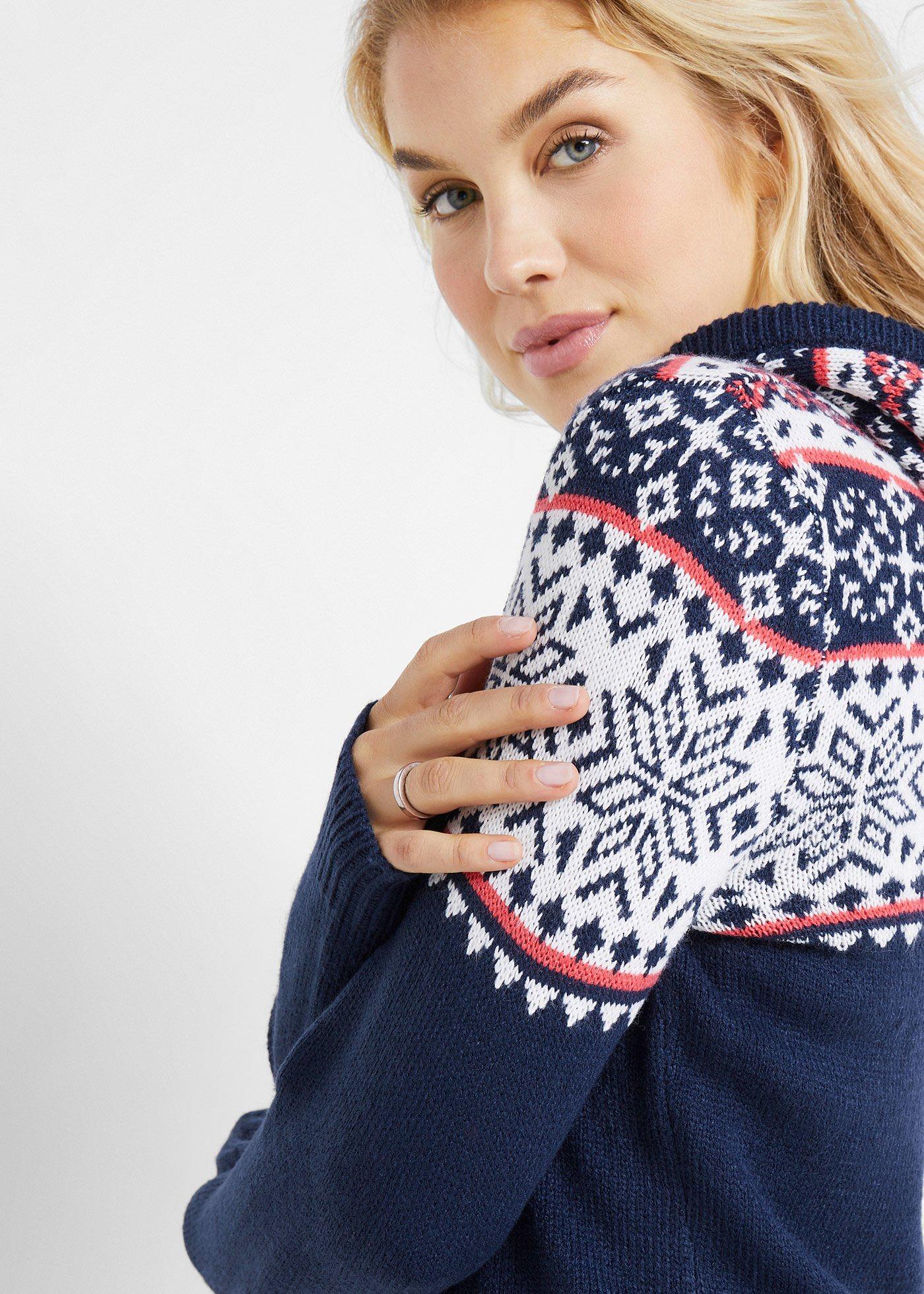 Sweter ze wzorem norweskim z kapturem - Bonprix