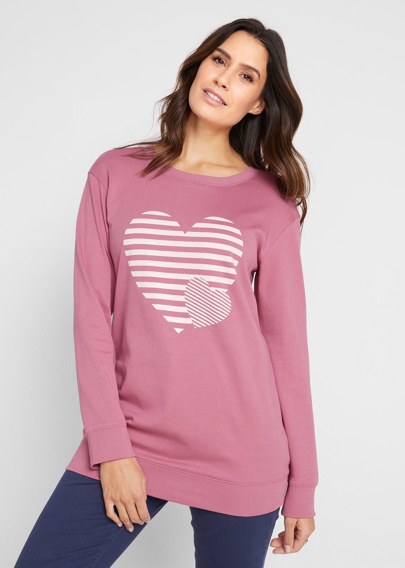 Shirt bawełniany z długim rękawem i nadrukiem - Bonprix