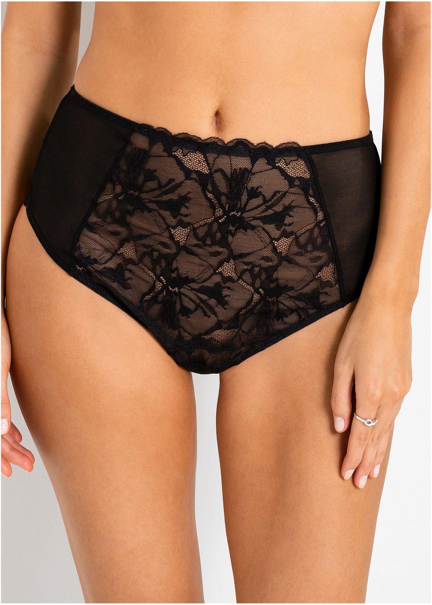 Koronkowe stringi z wysoką talią - Bonprix