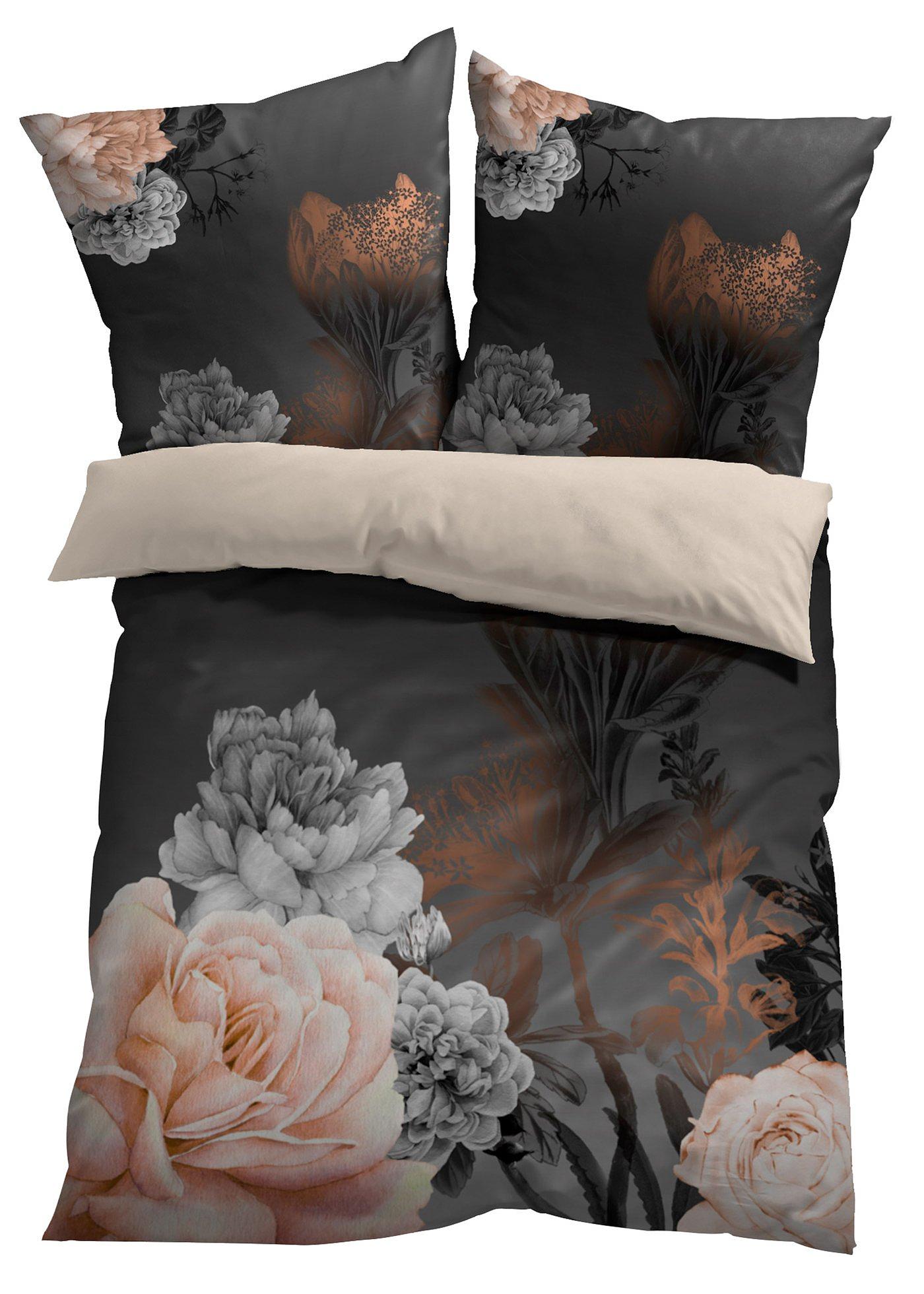 Wendebettwäsche mit Blumen Design schwarz - bpc living bonprix