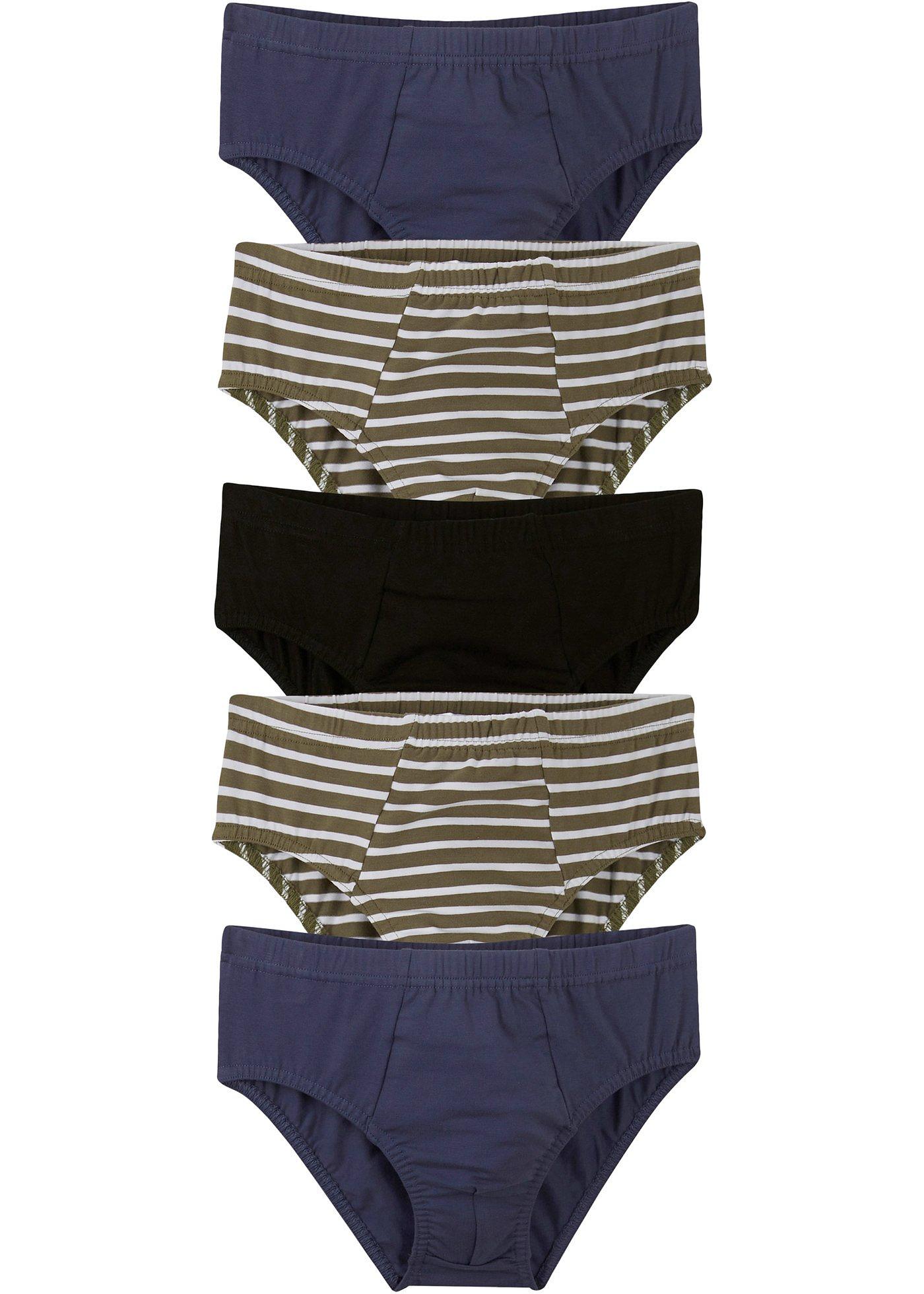 Basic Slips für Jungen schwarz/indigo/oliv/weiß gestreift