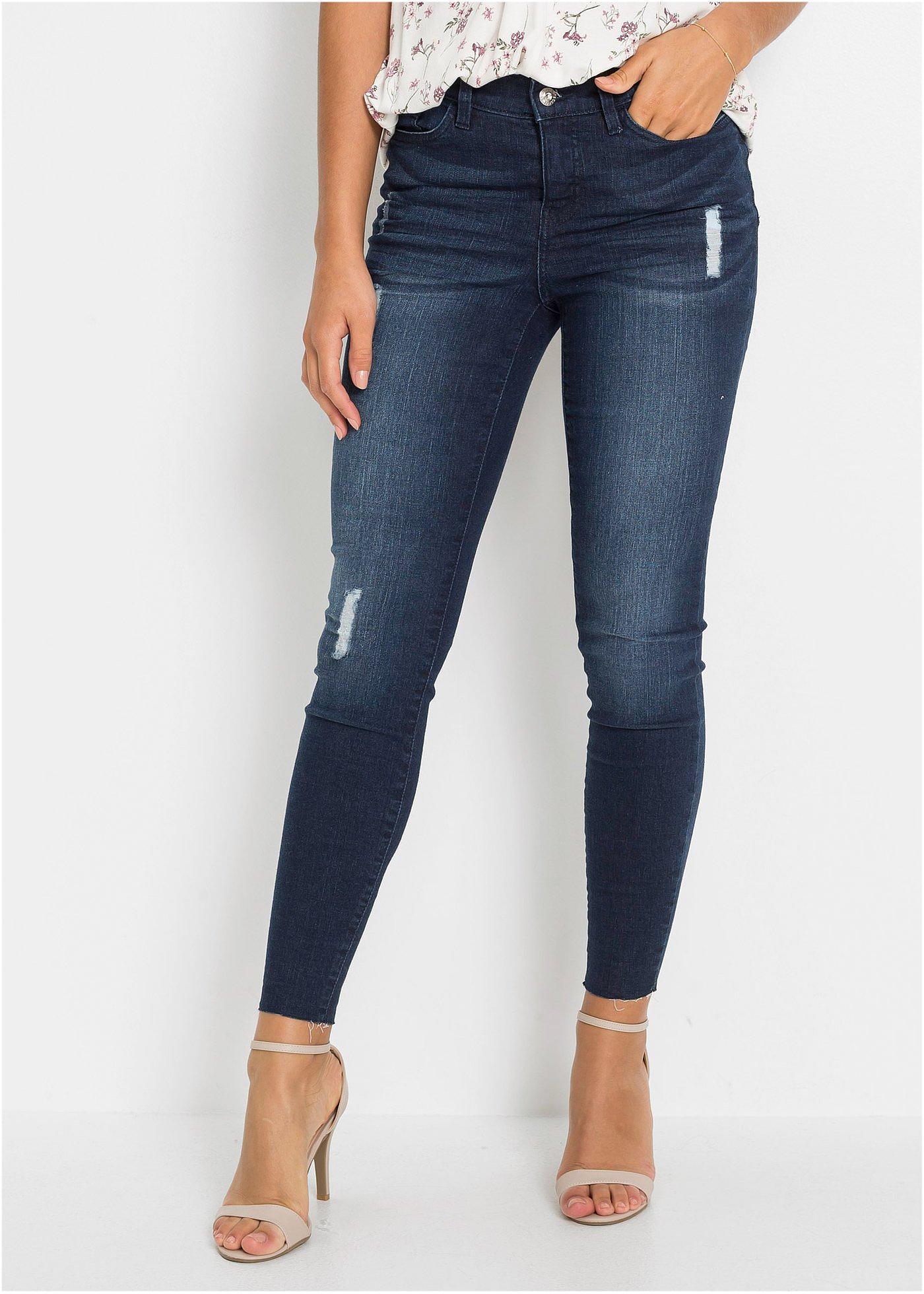 Dżinsy skinny ze średnim stanem, krótsza nogawka - Bonprix