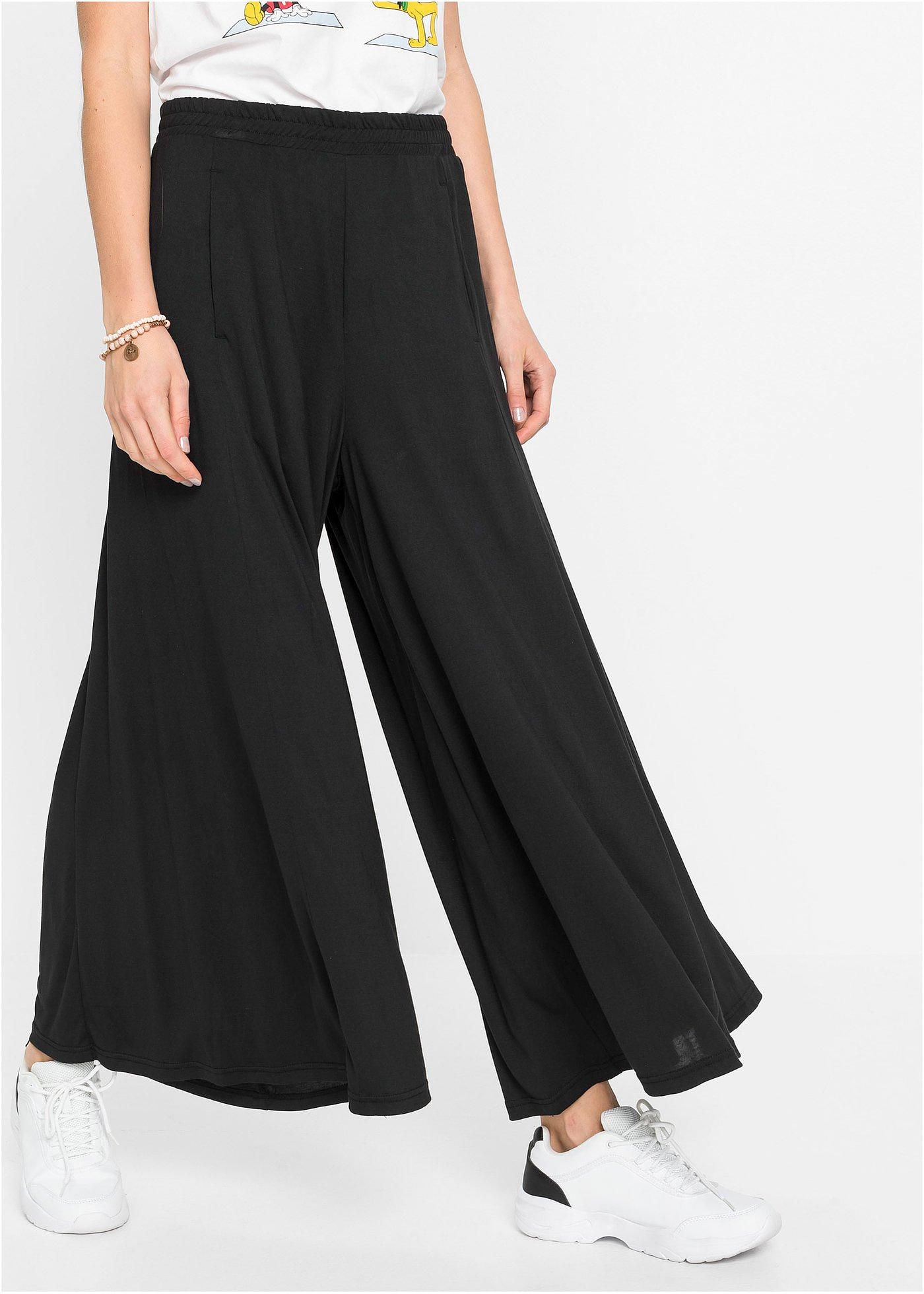 Spodnie culotte z dżerseju, z szerokimi nogawkami - Bonprix