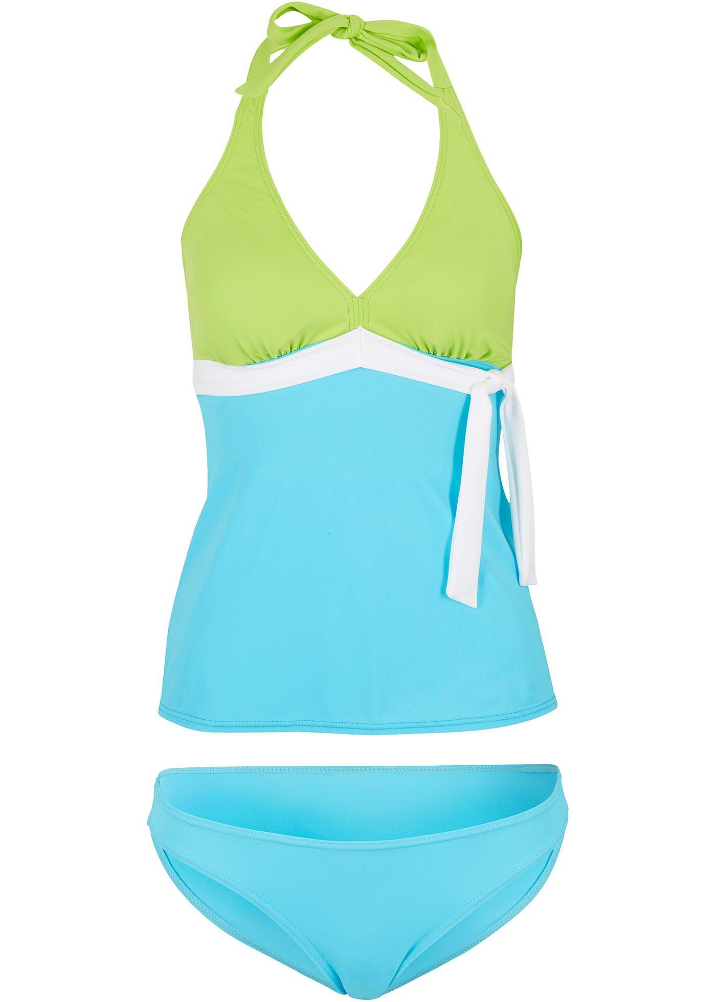 Femininer Tankini mit attraktivem NeckholderTräger grün/türkis