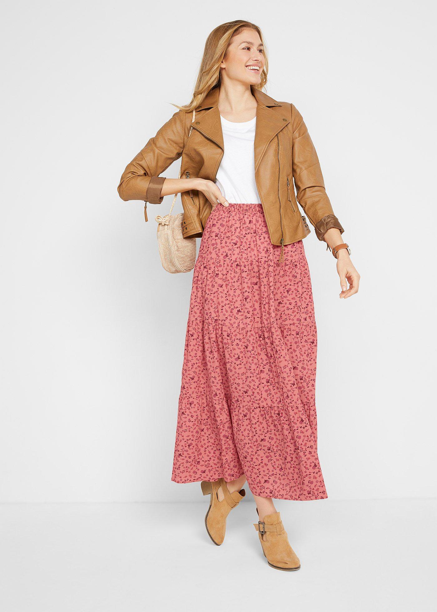 Spódnica maxi z falban - Bonprix