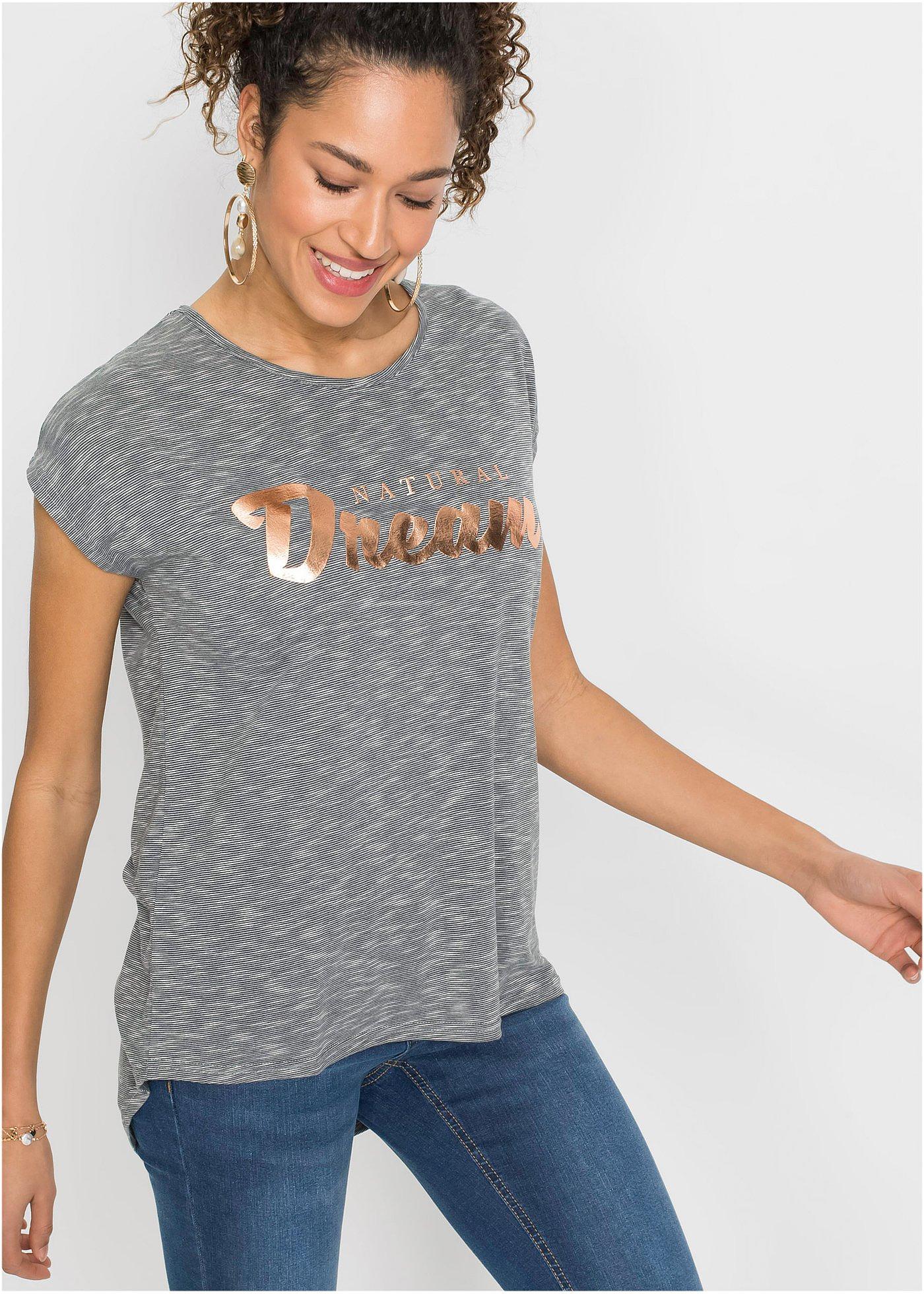 Długi T-shirt z mieszanki wiskozy - Bonprix