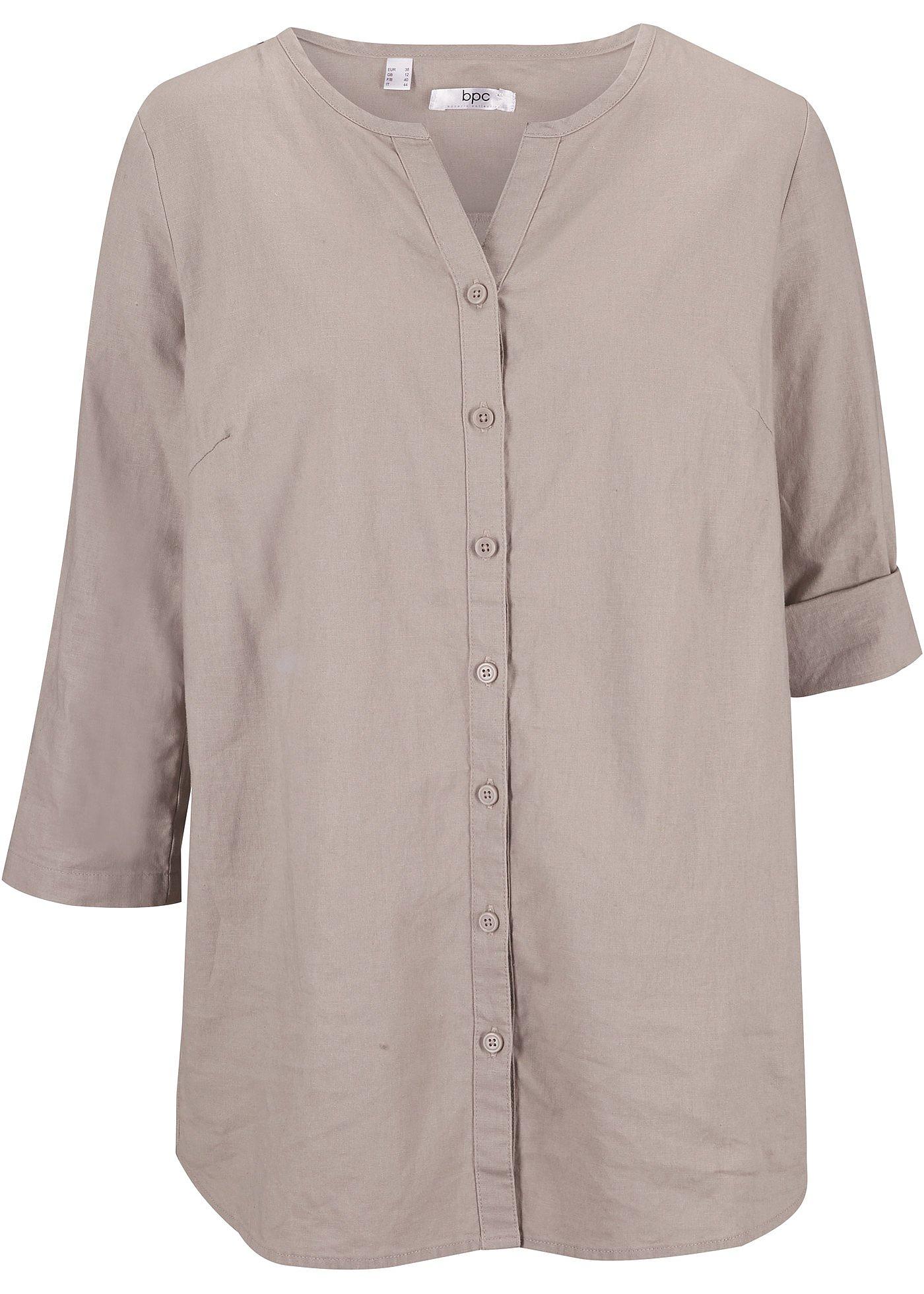 Bluse mit Leinen, 3/4 Arm