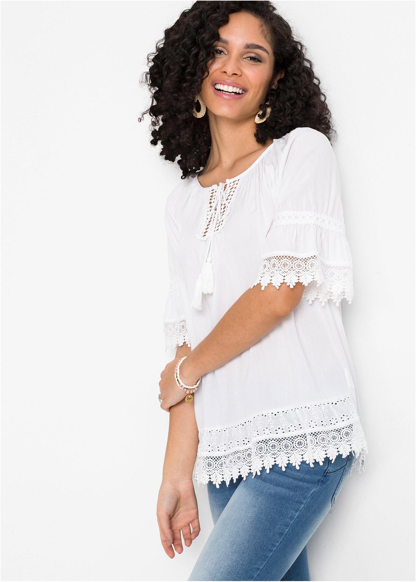 Tunika z koronką z miękkiej wiskozy - Bonprix