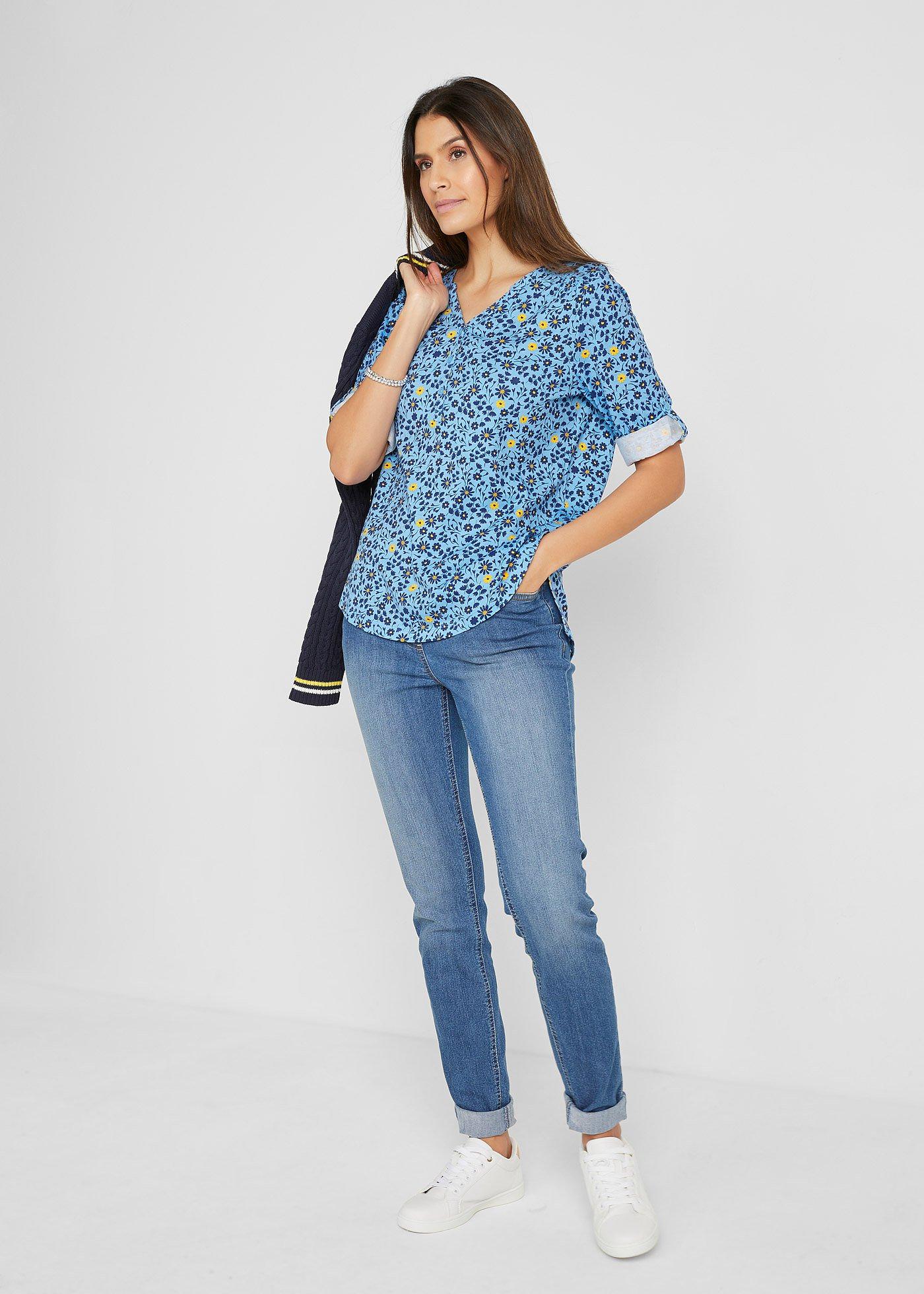 Jegginsy mid waist z wygodnym paskiem w talii - Bonprix