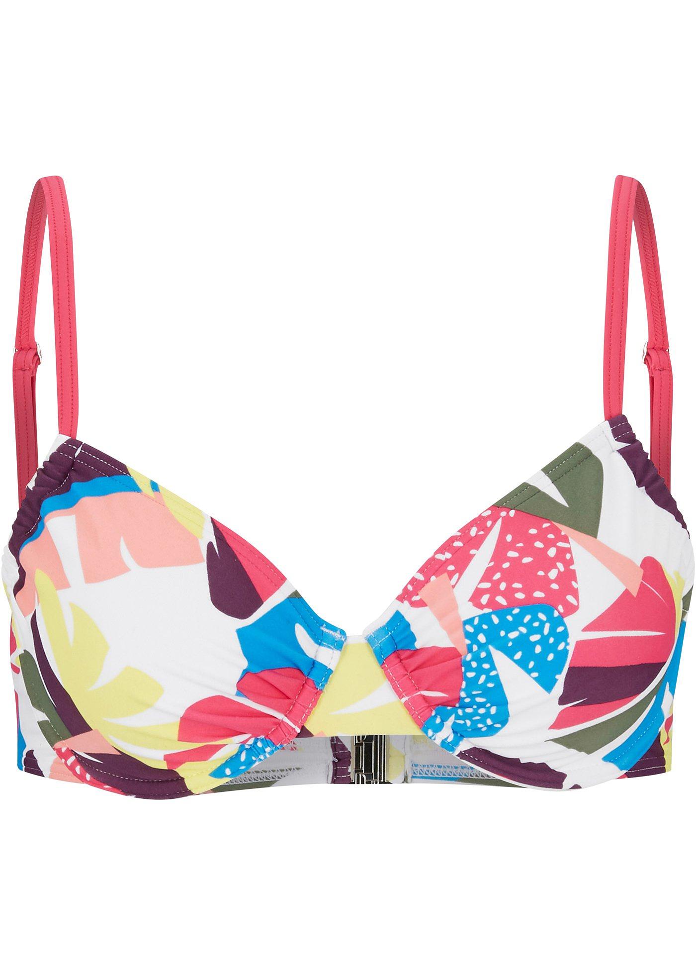 Hübsches Bügel Bikini Oberteil im floralem Design weiss floral, Cup B
