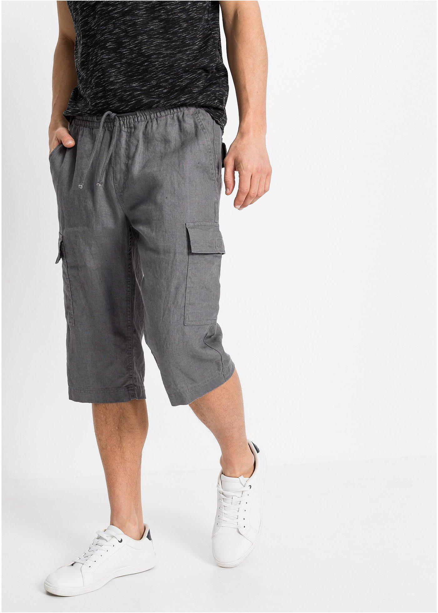 Bermudy bojówki Regular Fit z lnem - Bonprix