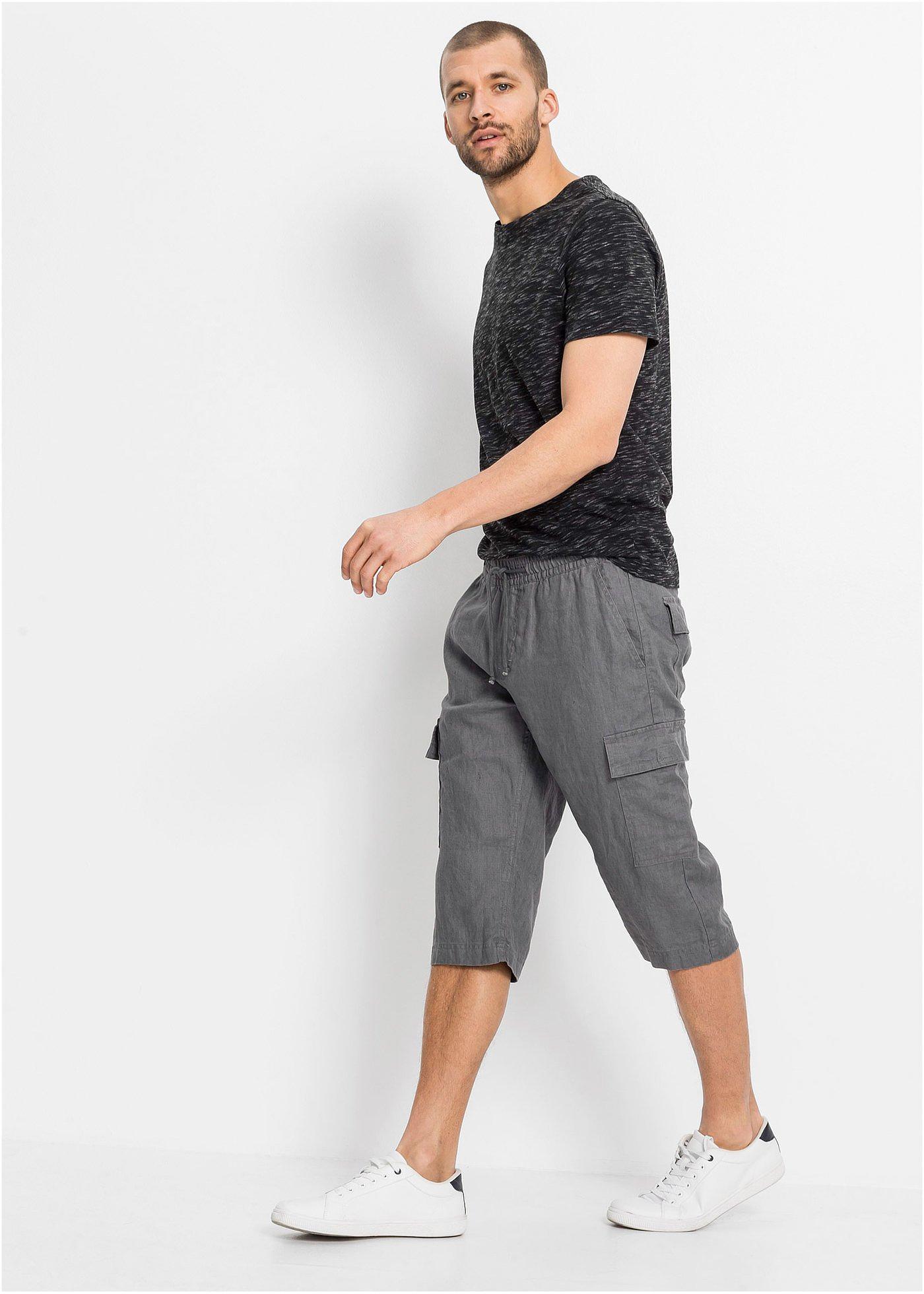 Bermudy bojówki Regular Fit z lnem - Bonprix