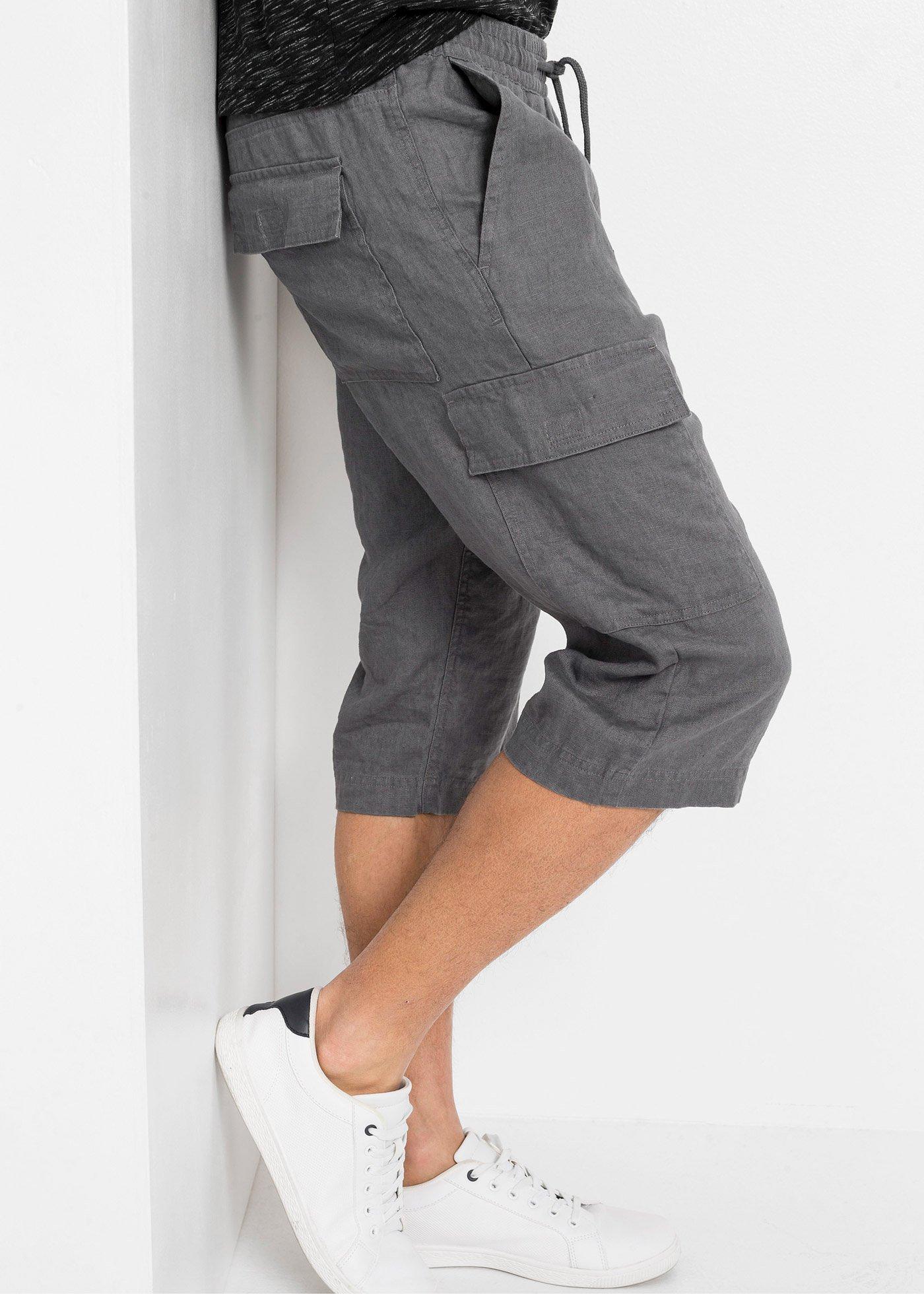 Bermudy bojówki Regular Fit z lnem - Bonprix