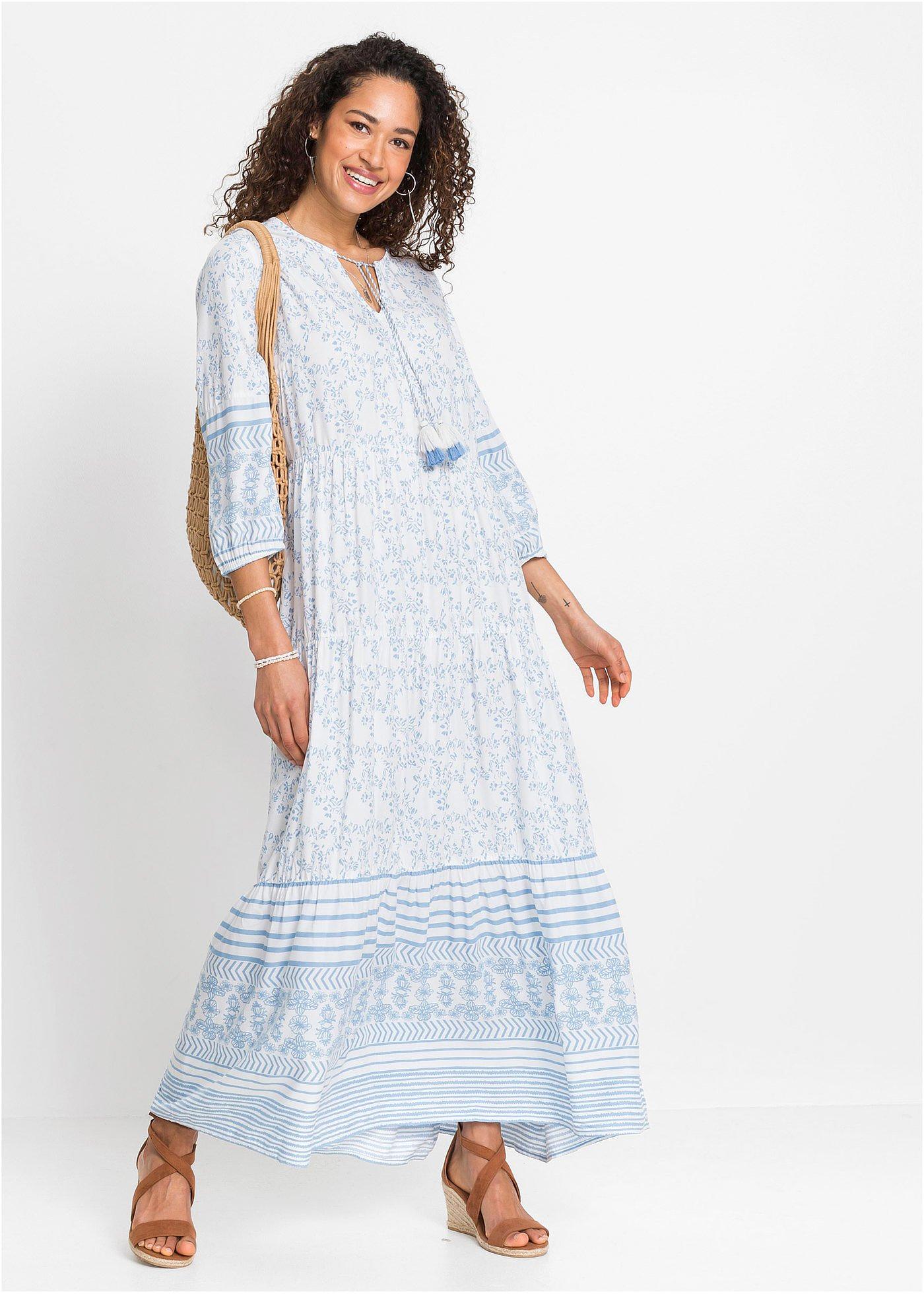 Długa sukienka z lejącej wiskozy - Bonprix