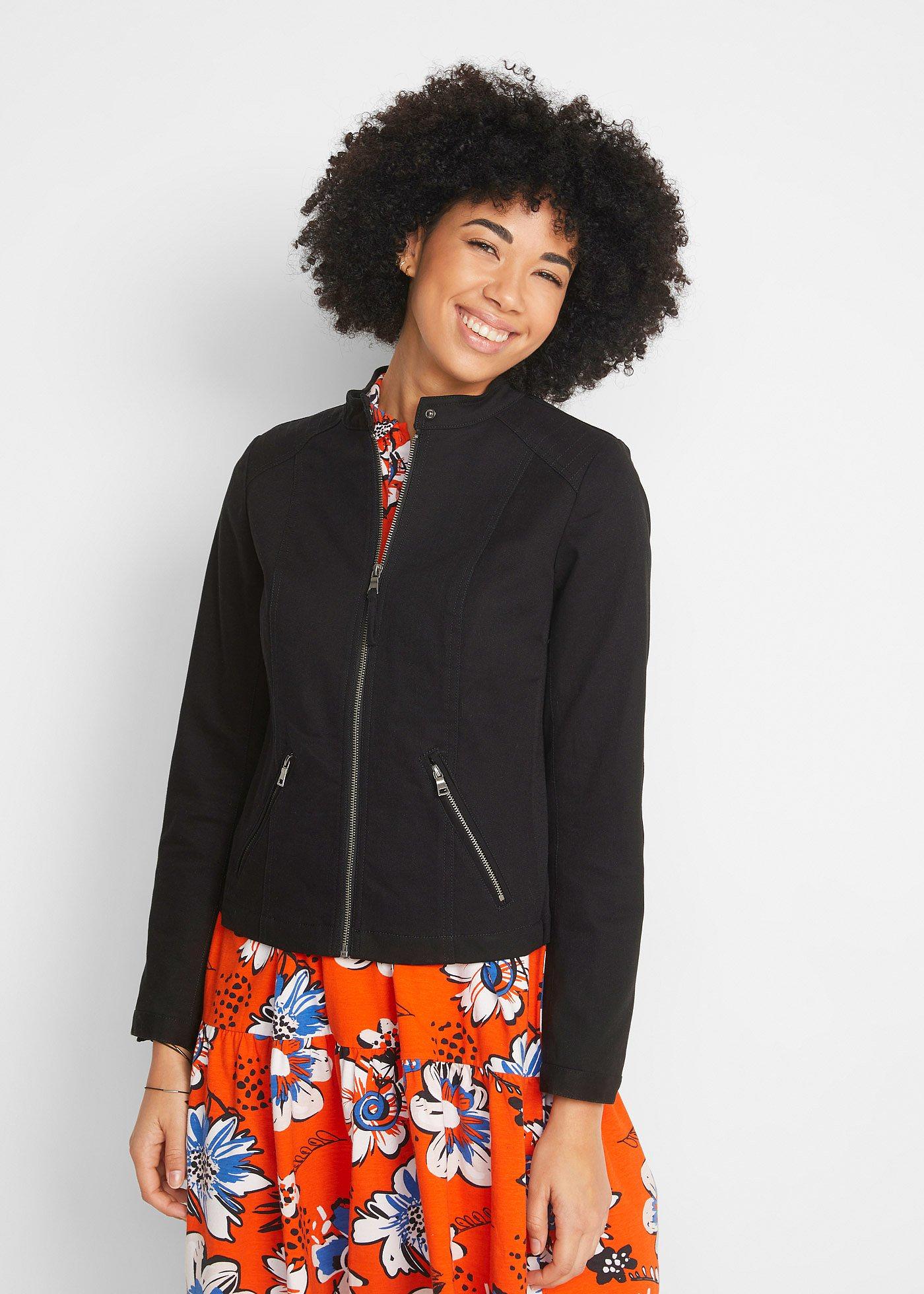 Kurtka z twillu z bawełny, z elastycznymi wstawkami po bokach - Bonprix