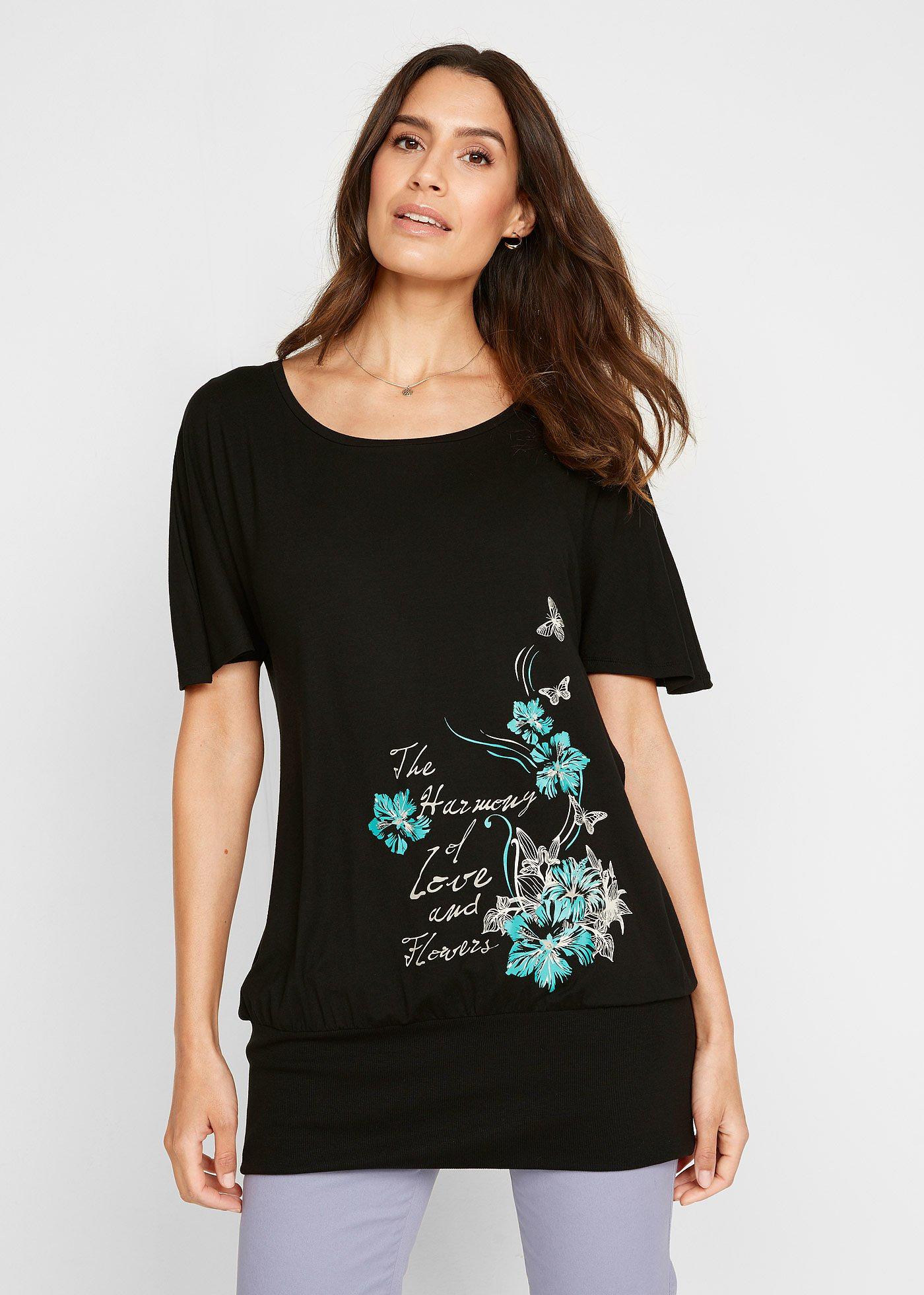Shirt z dekoltem w łódkę, krótki rękaw - Bonprix