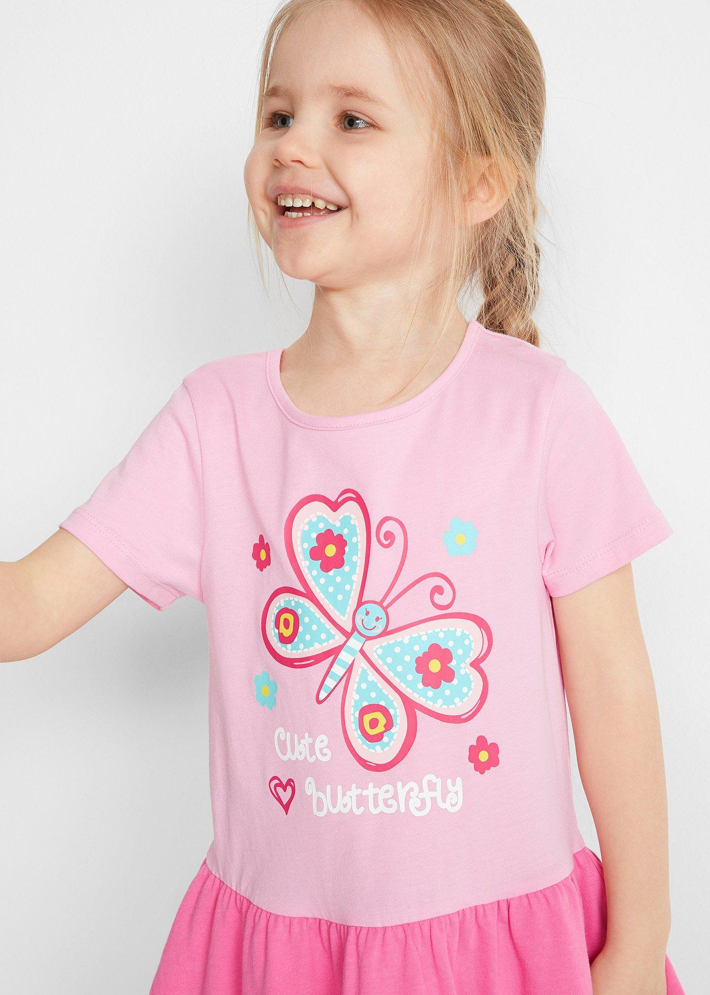 Sukienka shirtowa  + sukienka dla lalki (2 części), z czystej bawełny organicznej - Bonprix