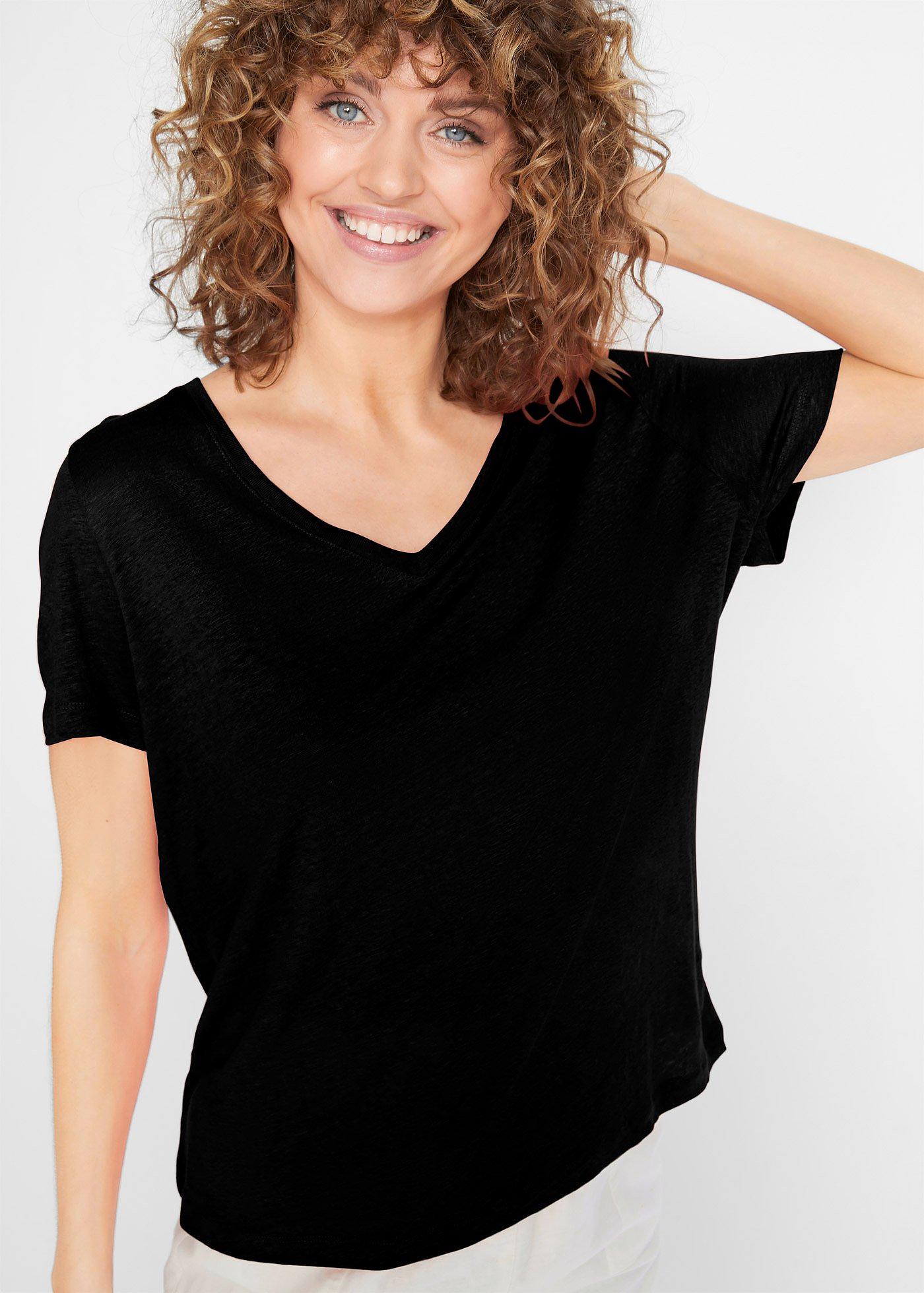 T-shirt z czystego lnu - Bonprix