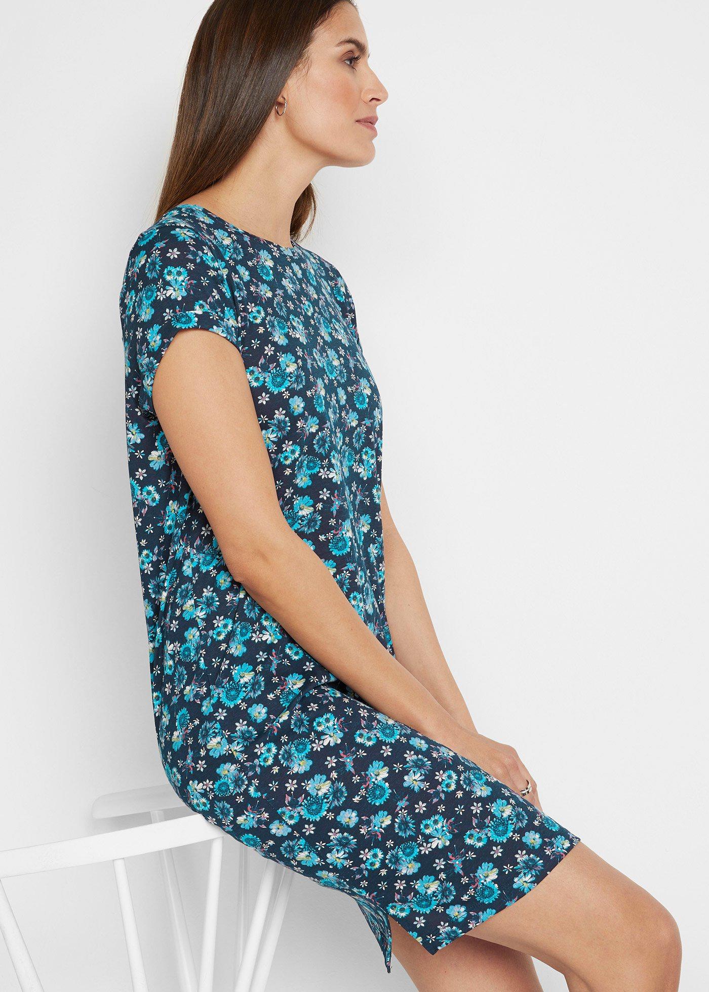 Sukienka T-shirtowa z rozcięciami po bokach (2 szt.), z czystej bawełny - Bonprix