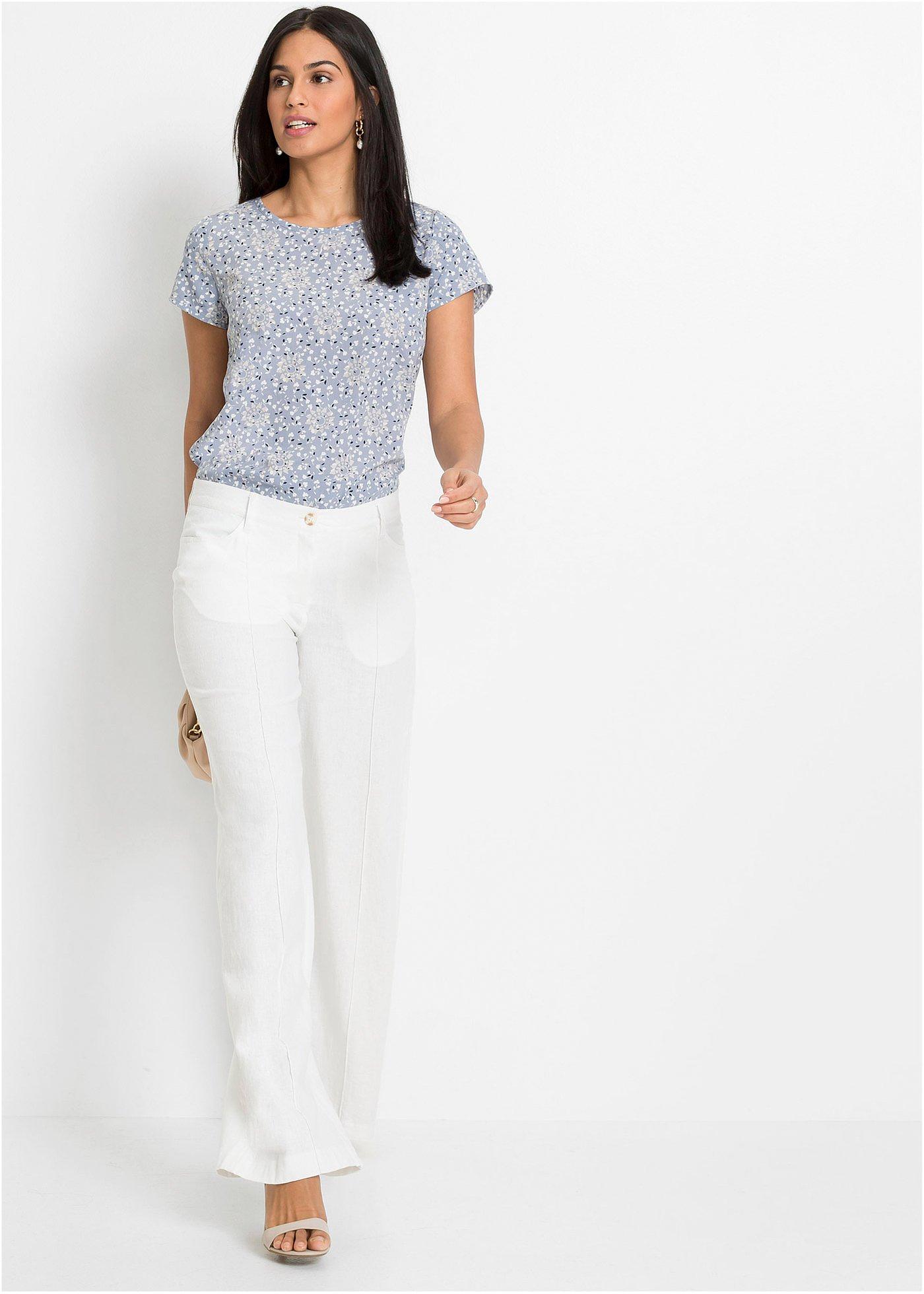 Spodnie palazzo z przewiewnej mieszanki lnu - Bonprix