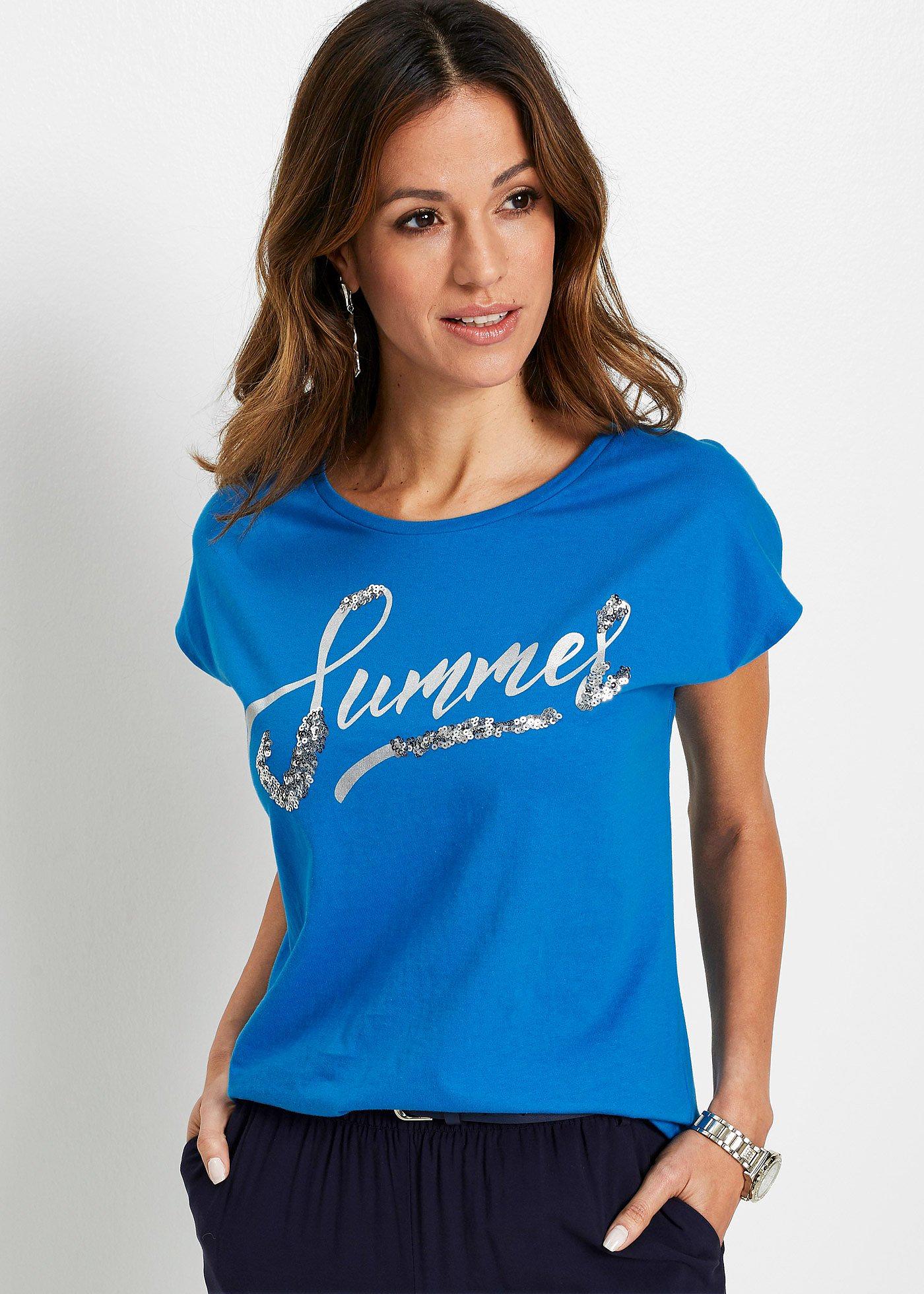 Shirt z cekinami - Bonprix