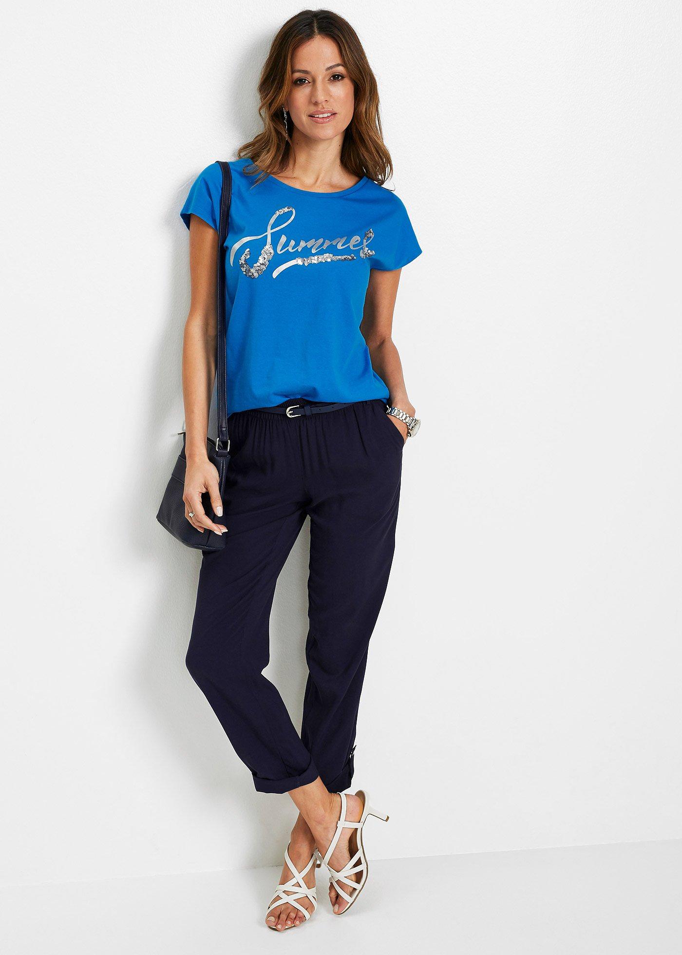 Shirt z cekinami - Bonprix