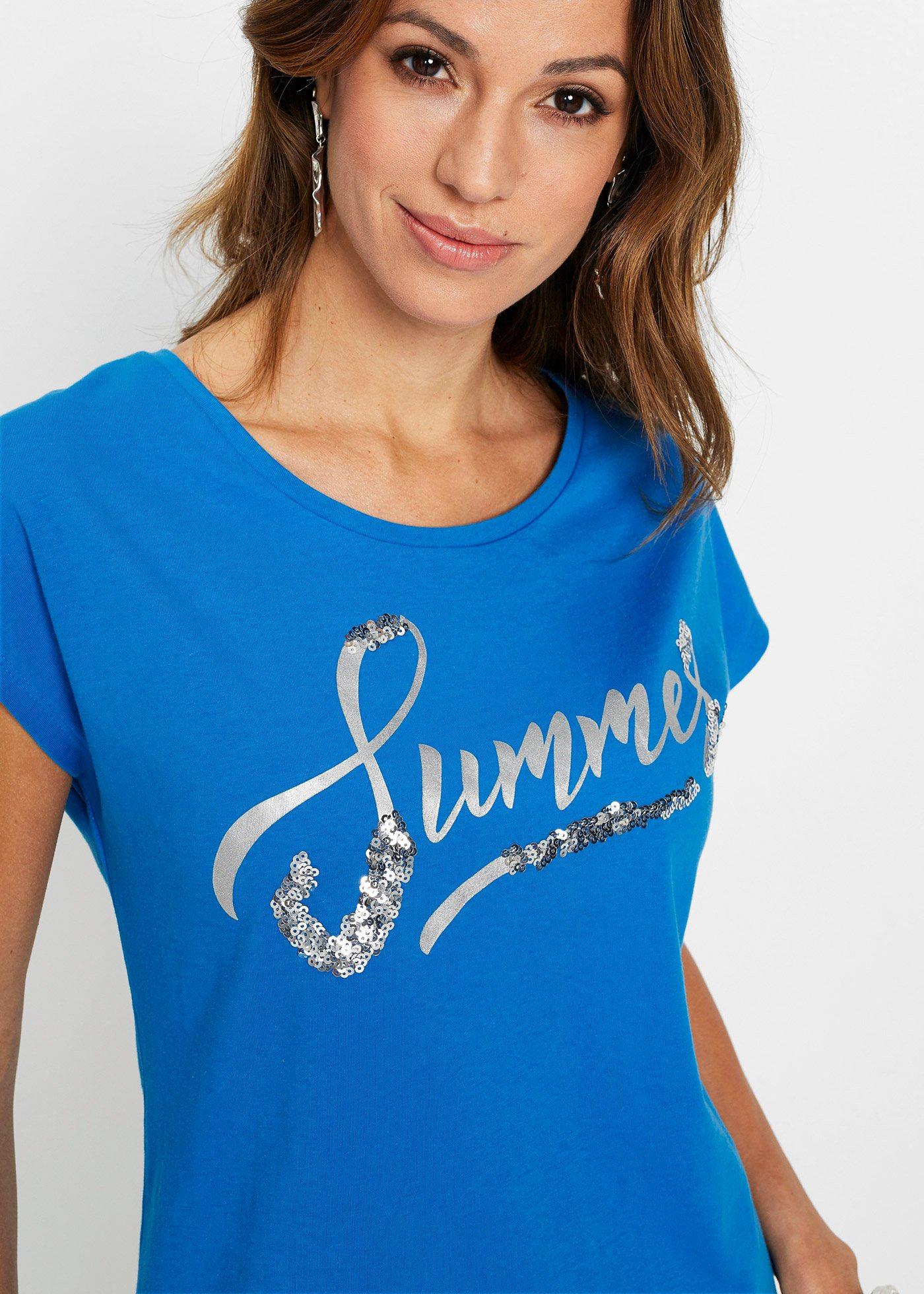 Shirt z cekinami - Bonprix