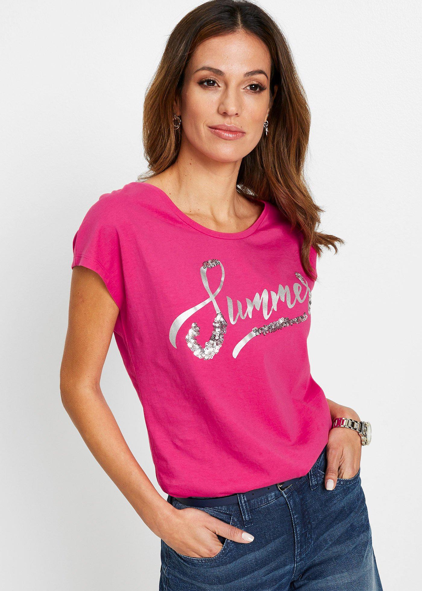 Shirt z cekinami - Bonprix