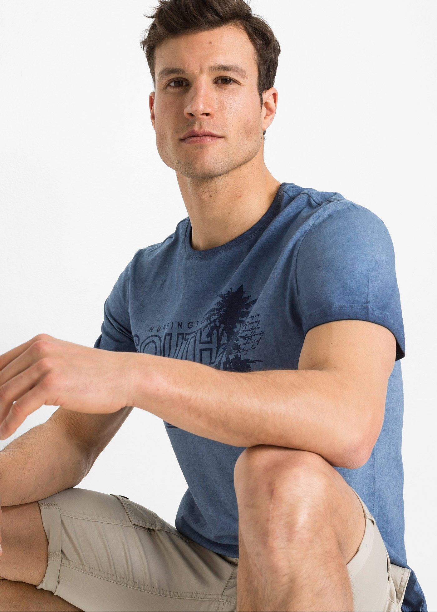 T-shirt z efektem wytarcia, z czystej bawełny organicznej - Bonprix