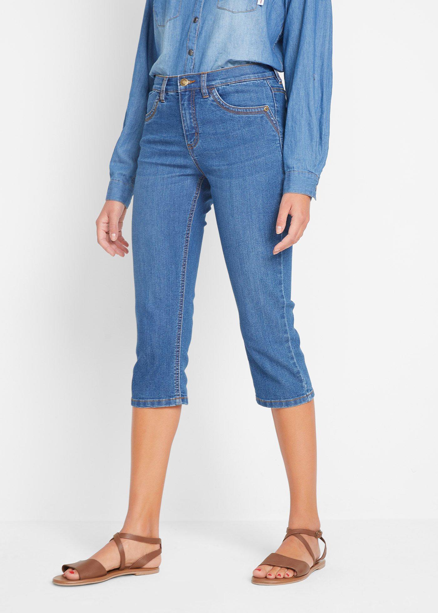 Rybaczki dżinsowe, slim fit, mid waist - Bonprix