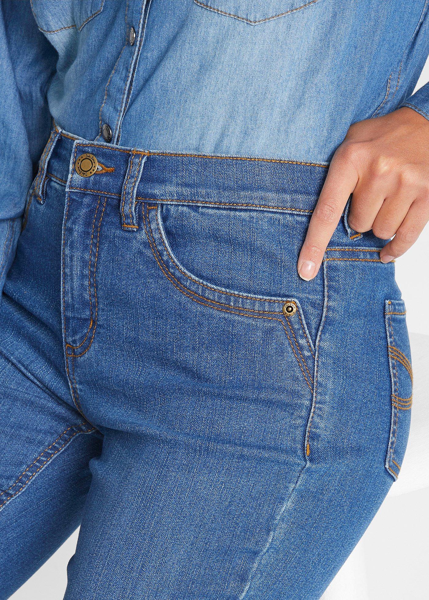 Rybaczki dżinsowe, slim fit, mid waist - Bonprix