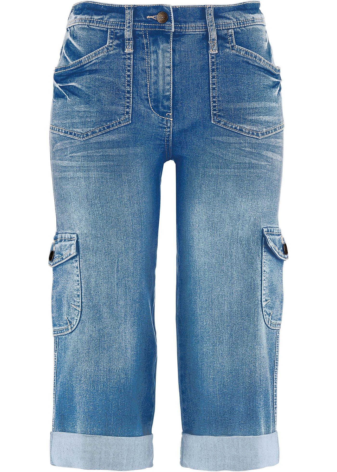 Cargo Jeans, Mid Waist, Stretch