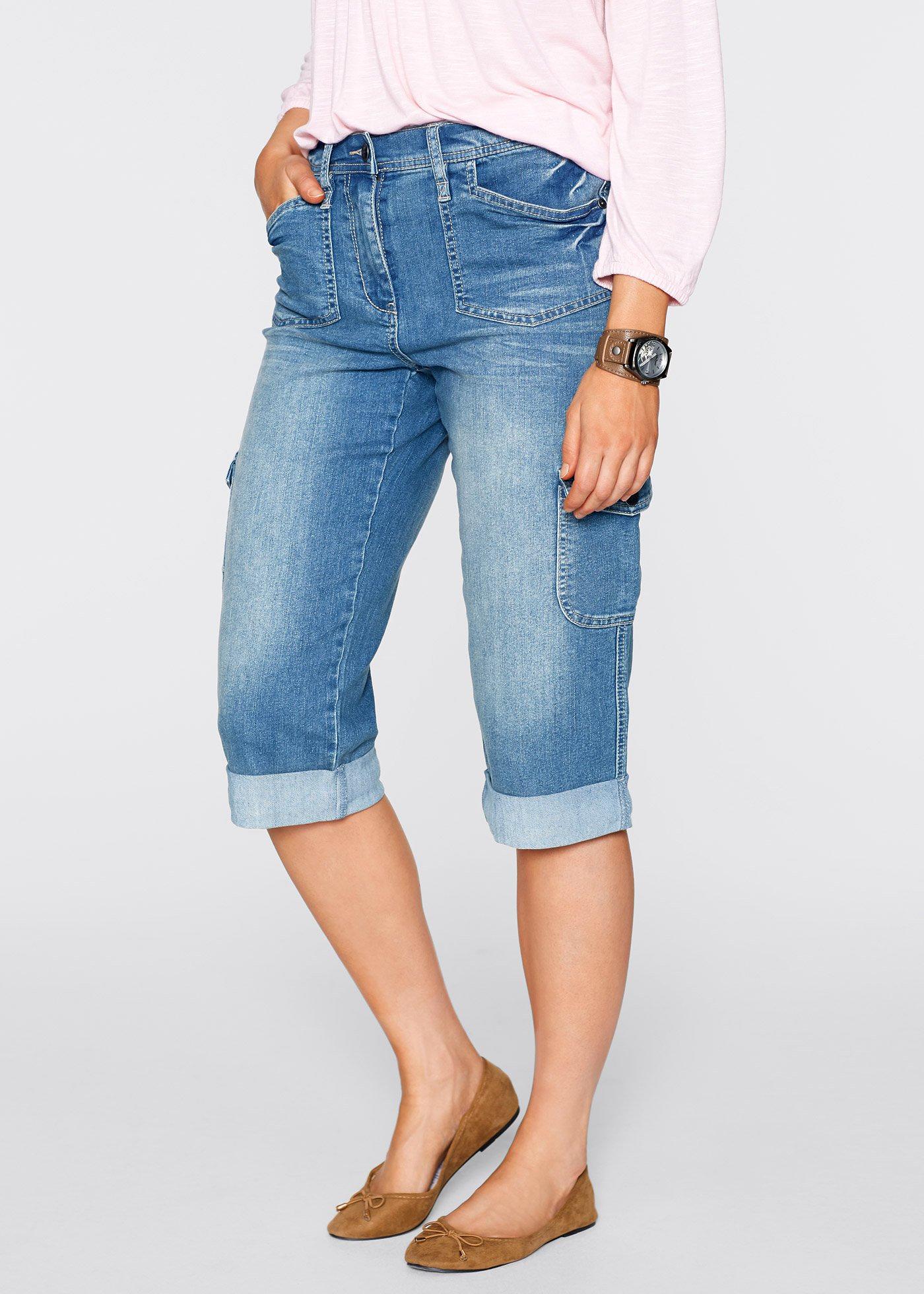 Dżinsy bojówki mid waist, ze stretchem - Bonprix