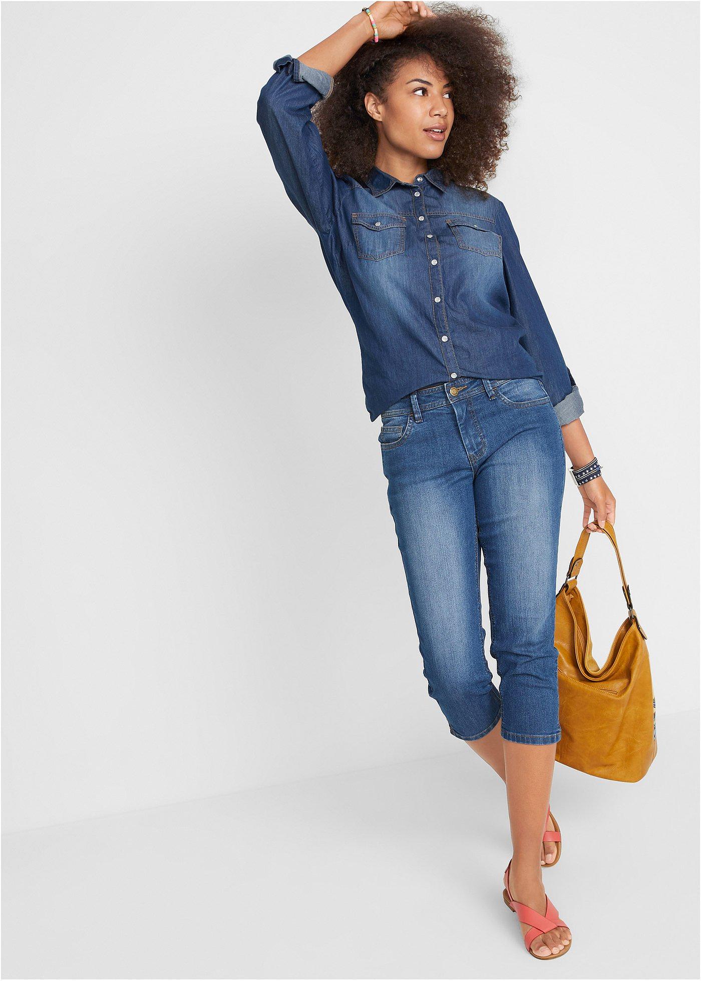Dżinsy Slim Fit mid waist, cropped - Bonprix