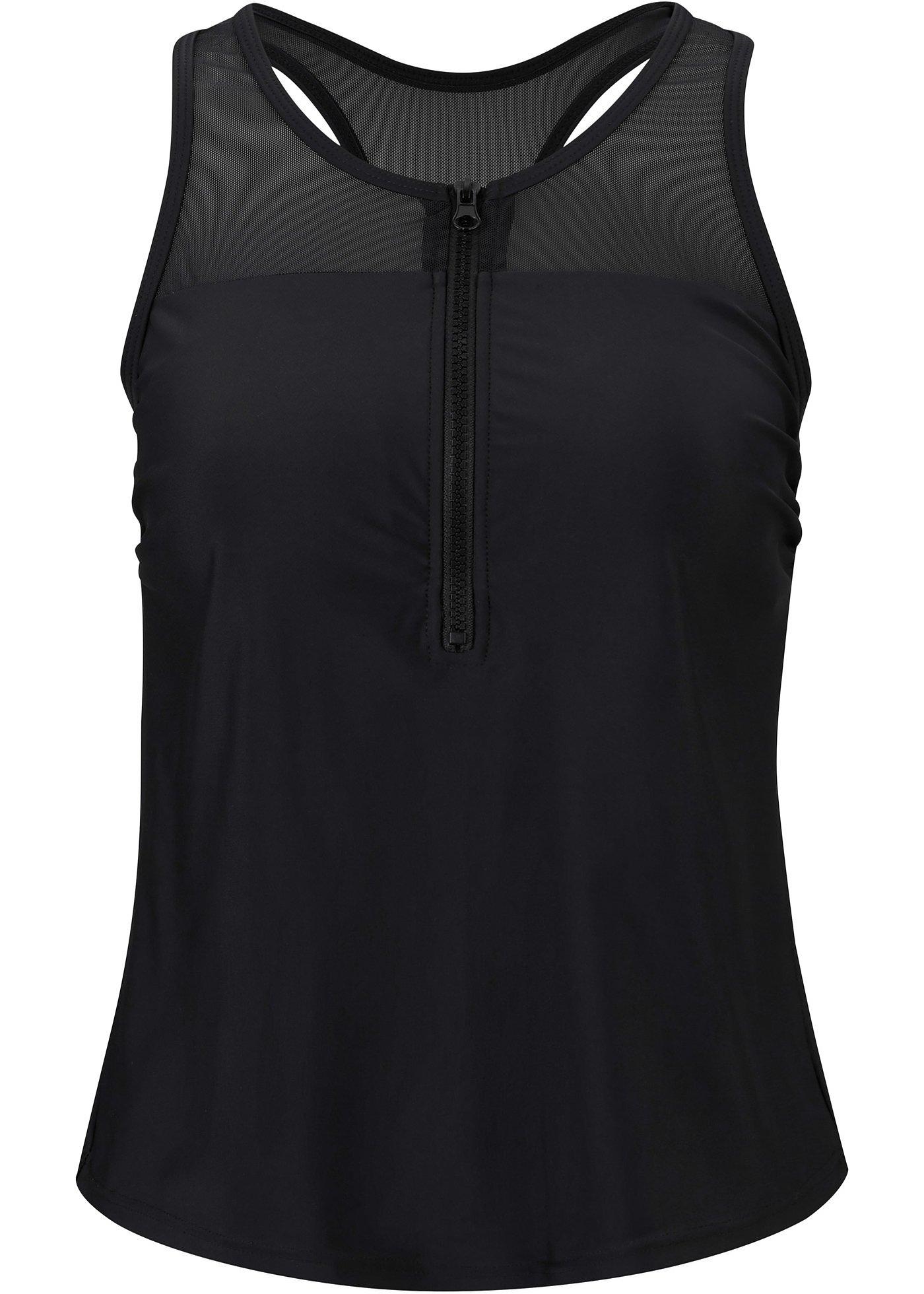 Sortliches Tankini Oberteil mit Reißverschluss schwarz