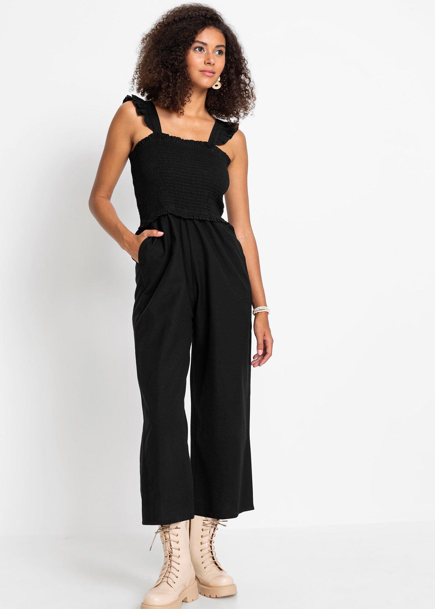 Jumpsuit mit Leinen schwarz RAINBOW online kaufen bonprix.de