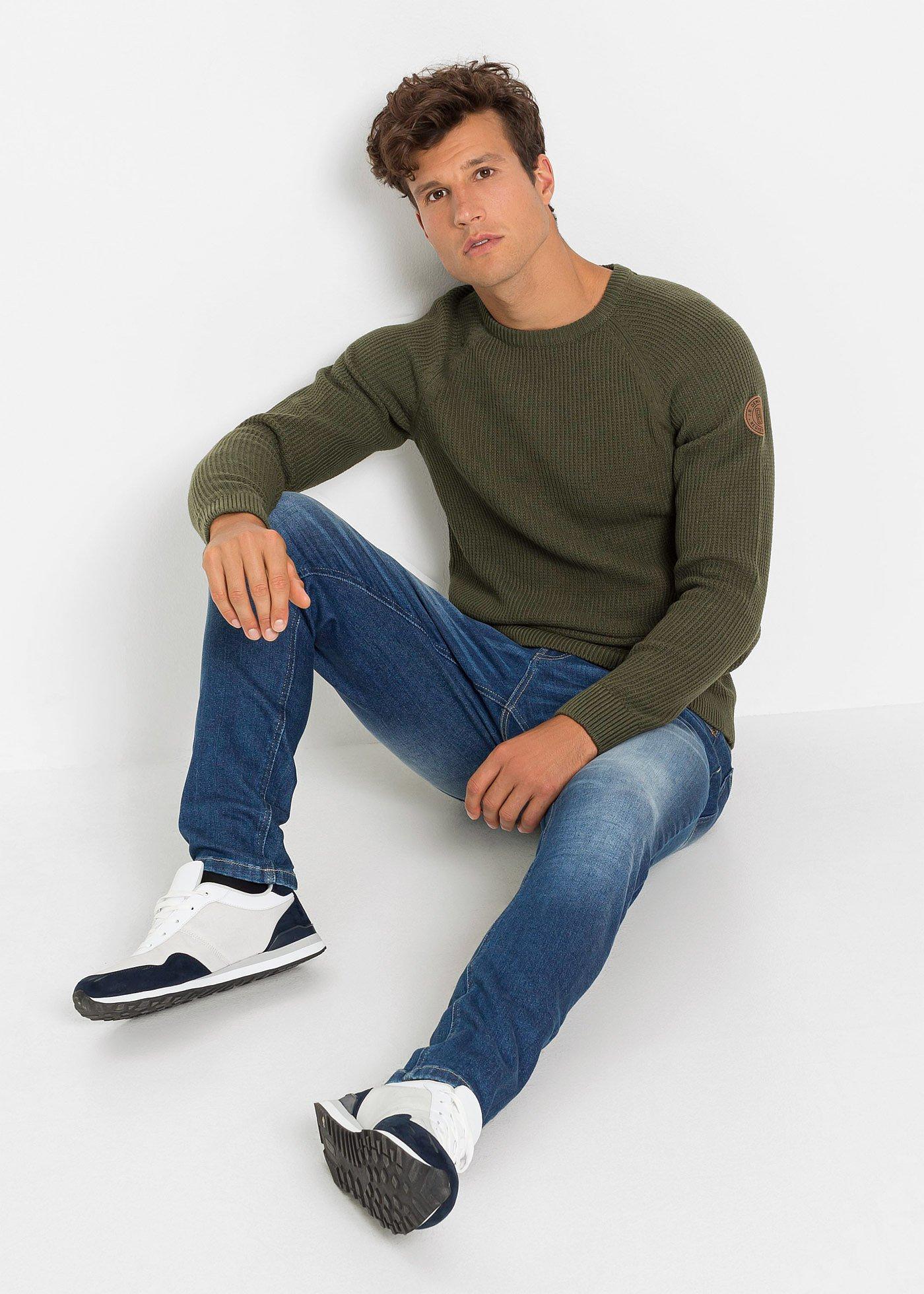 Sweter o luźnym splocie z bawełny z recyklingu - Bonprix