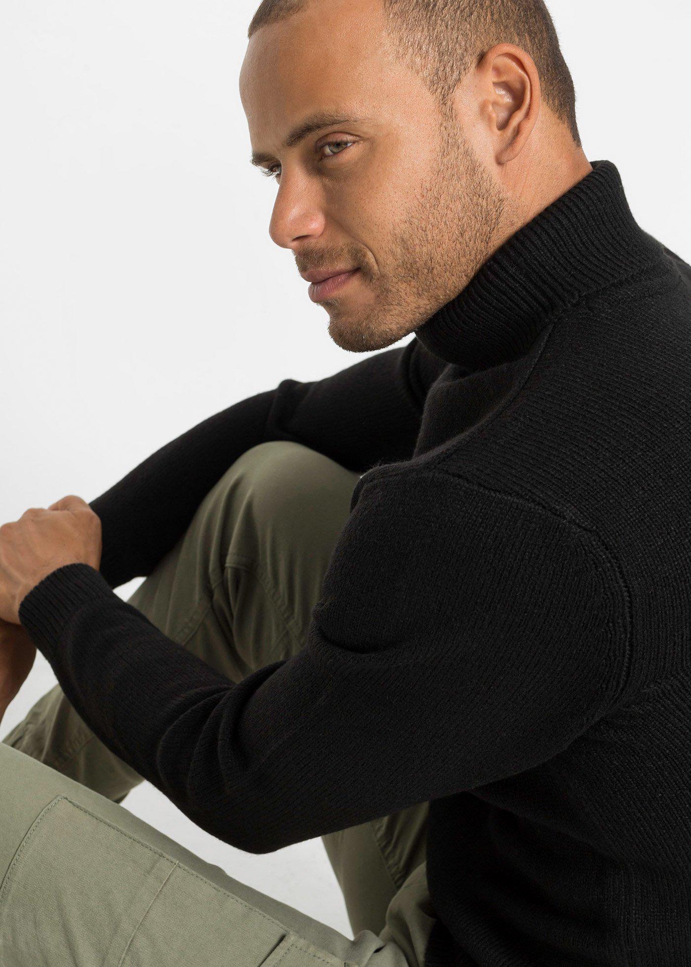 Ciepły sweter z golfem, ze ściągaczem - Bonprix