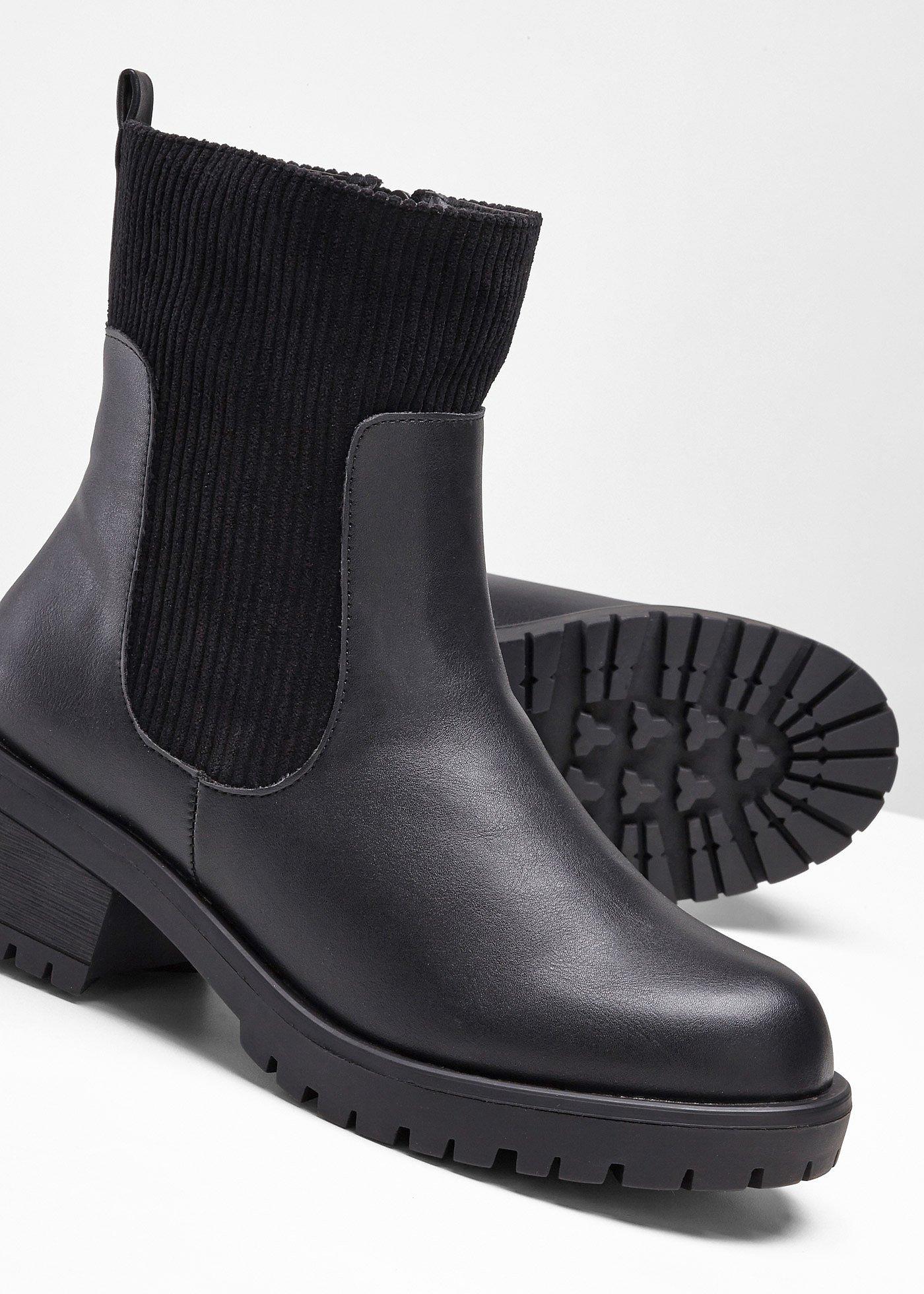 Botki ze wstawką ze sztruksu - Bonprix