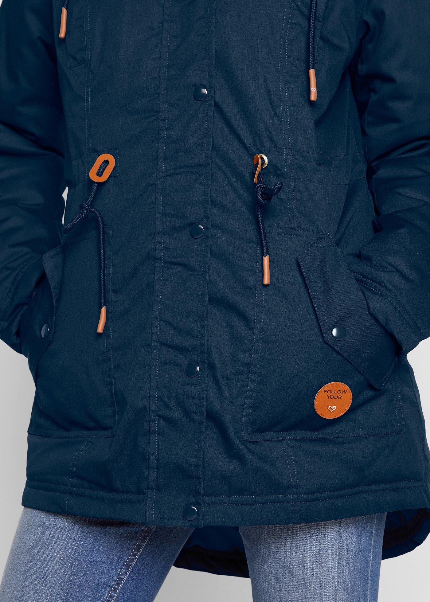 Ocieplana parka z wstawką ze sztucznego futerka - Bonprix